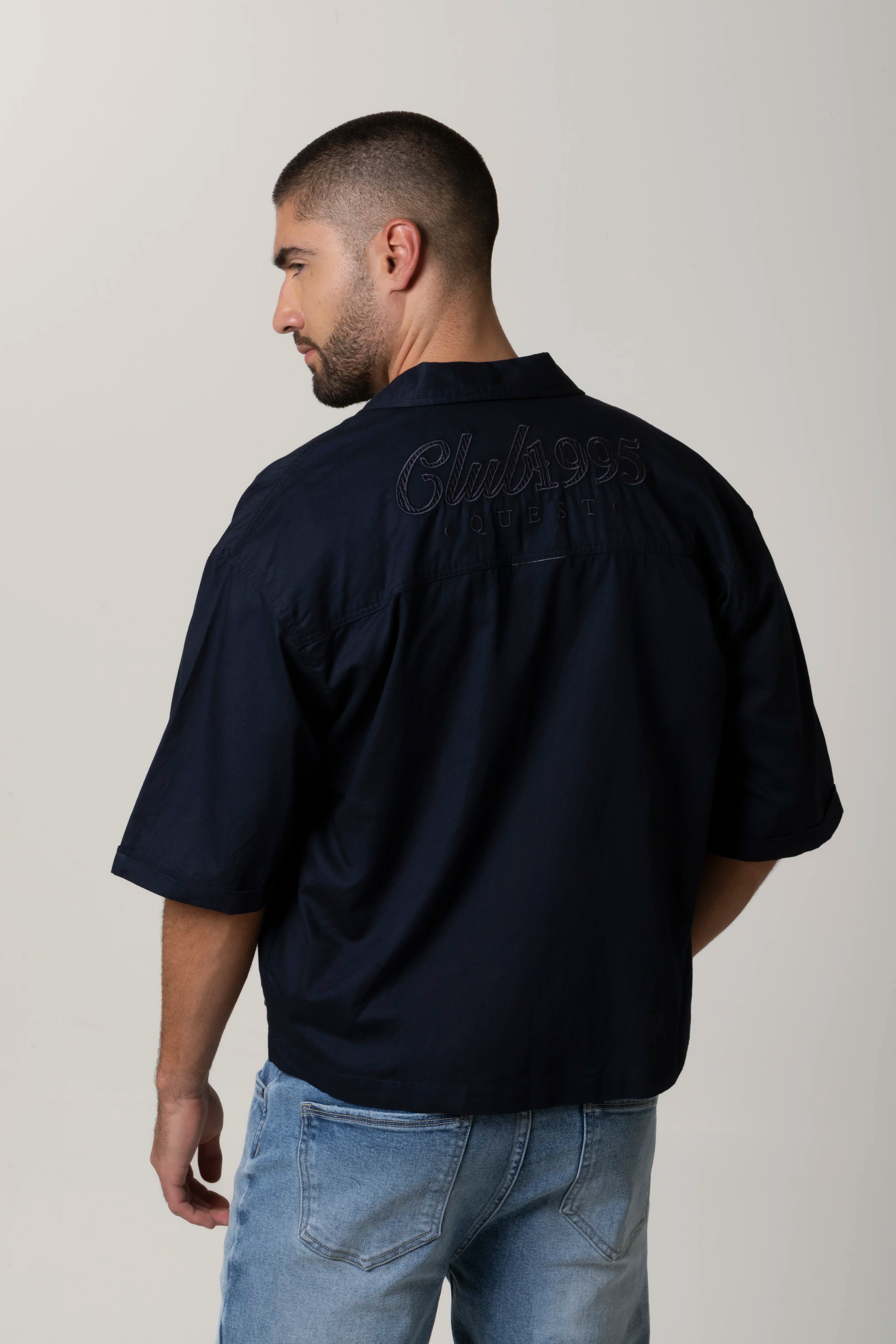 CAMISA MANGA CORTA COLOR AZUL OSCURO