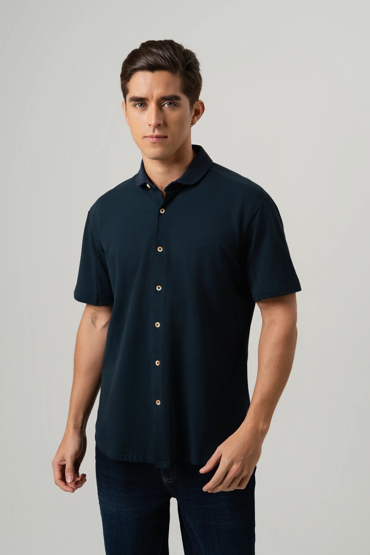 CAMISA MANGA CORTA COLOR AZUL NOCHE