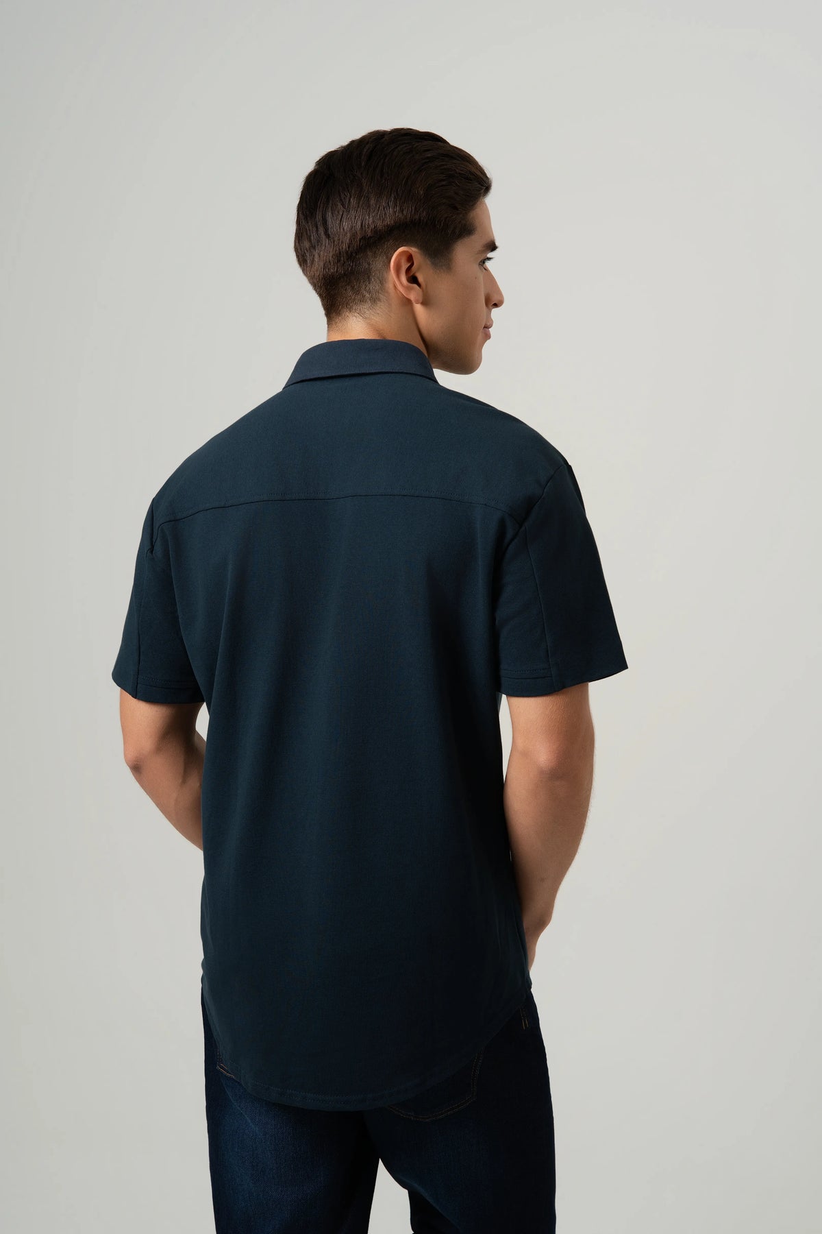 CAMISA MANGA CORTA COLOR AZUL NOCHE