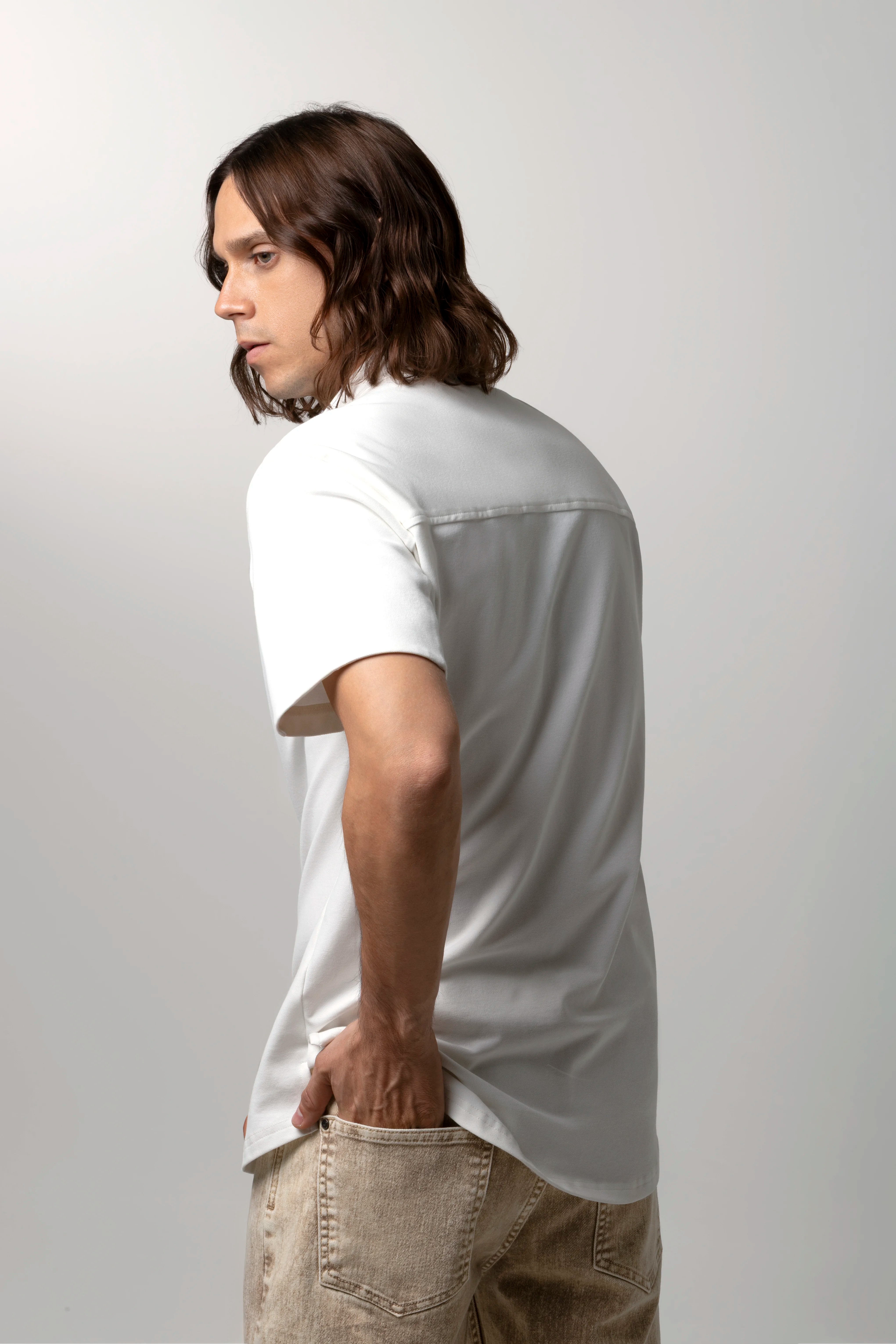 CAMISA MANGA CORTA COLOR IVORY