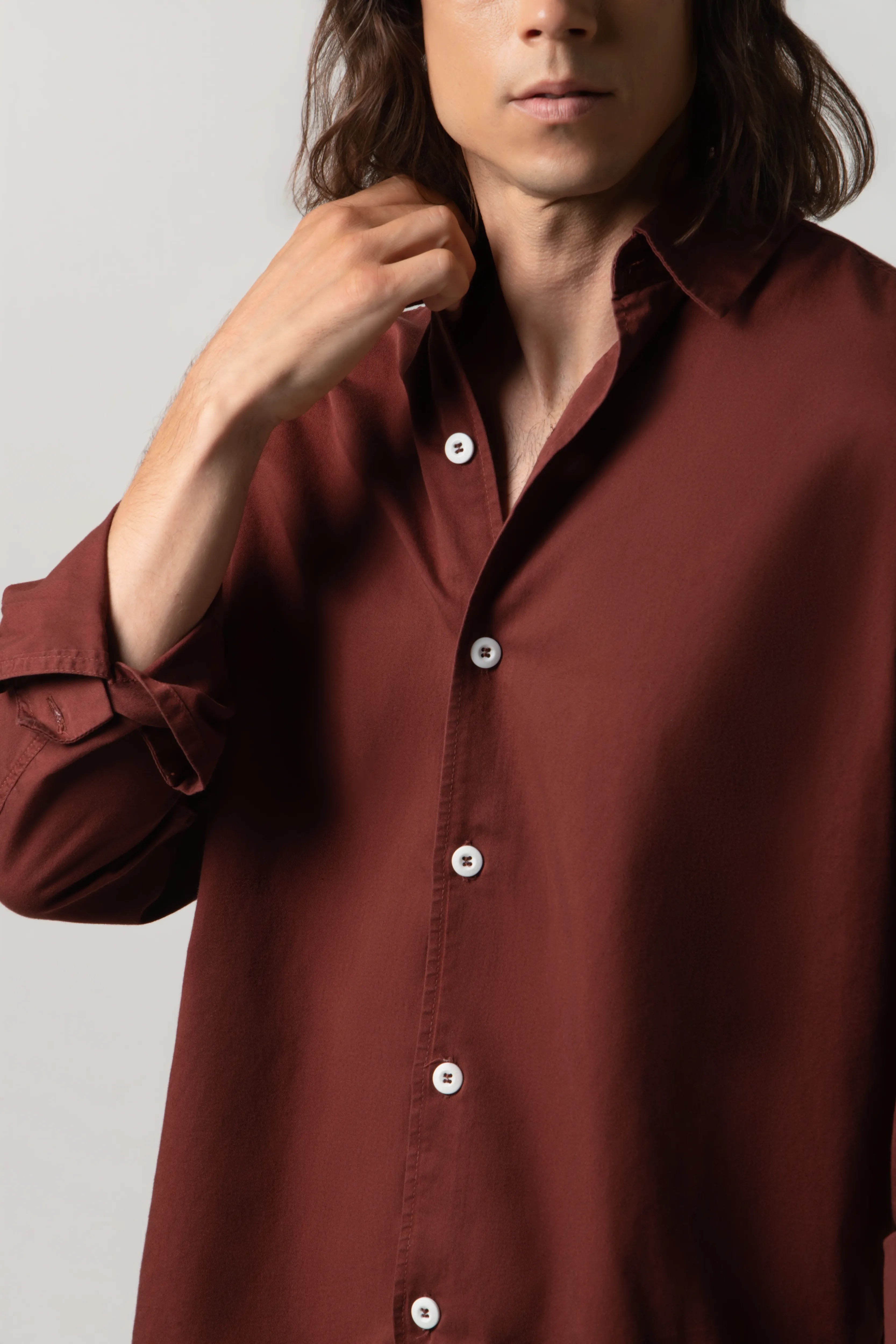 CAMISA MANGA LARGA COLOR BRUNETTE