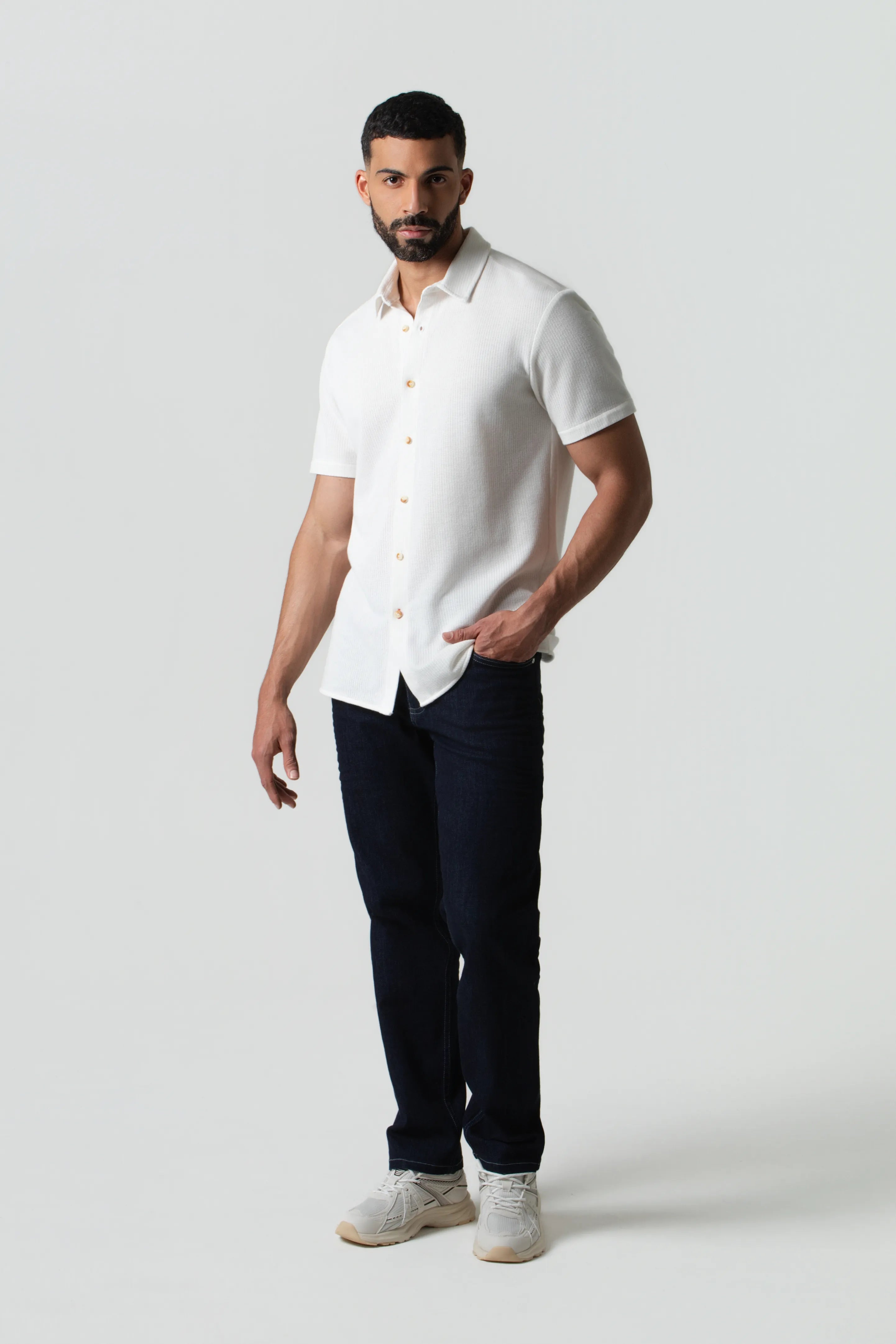 CAMISA MANGA CORTA COLOR IVORY