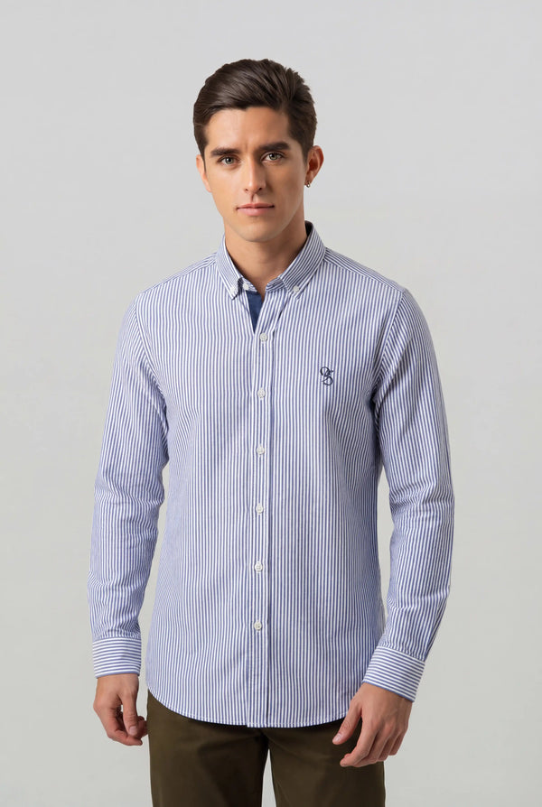 CAMISA MANGA LARGA COLOR AZUL OSCURO