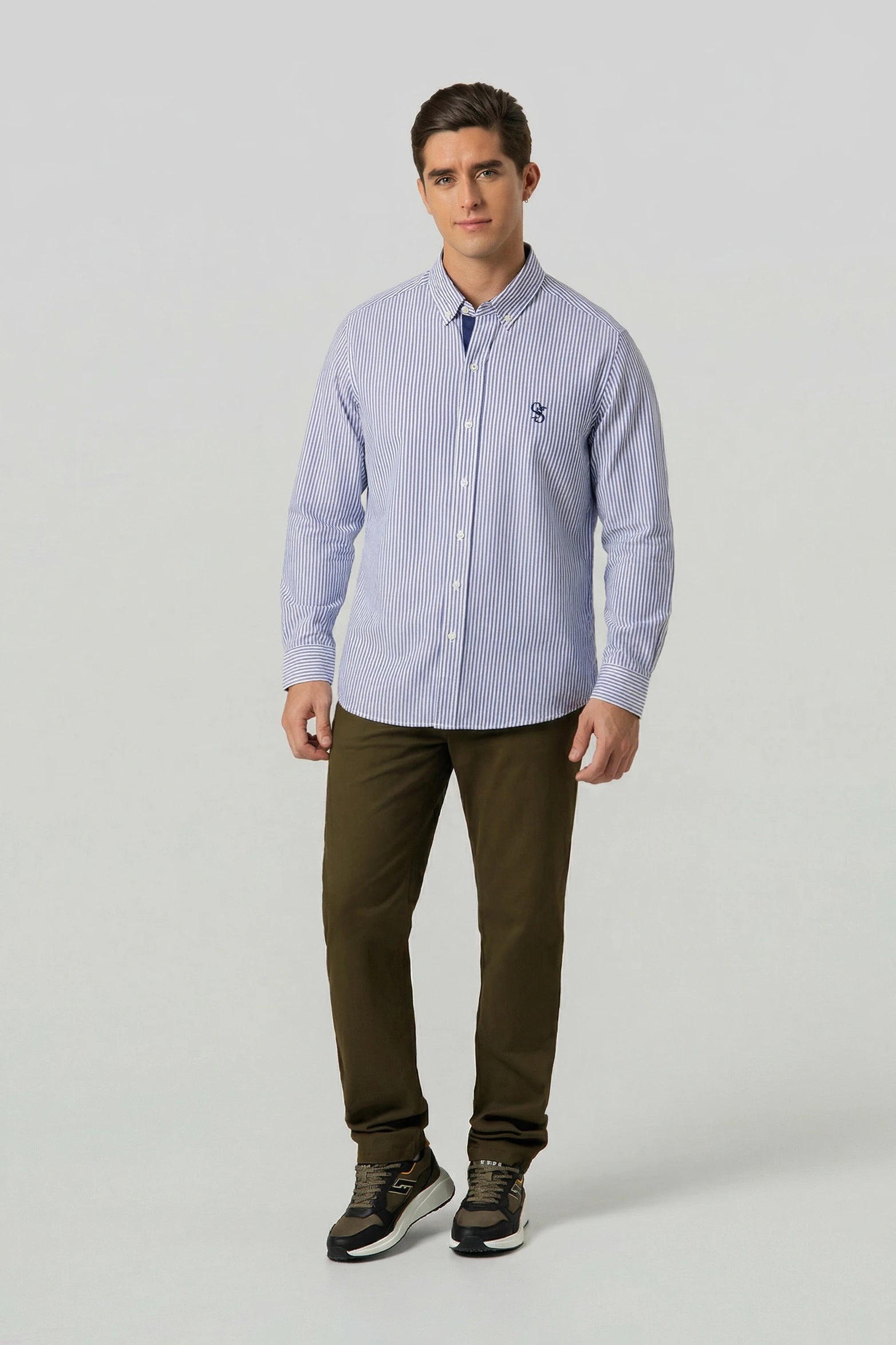 CAMISA MANGA LARGA COLOR AZUL OSCURO