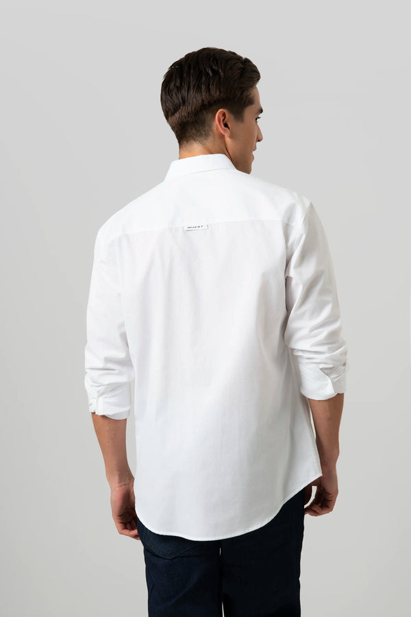 CAMISA MANGA LARGA COLOR BLANCO OPTICO