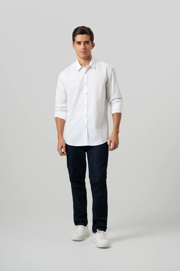 CAMISA MANGA LARGA COLOR BLANCO OPTICO