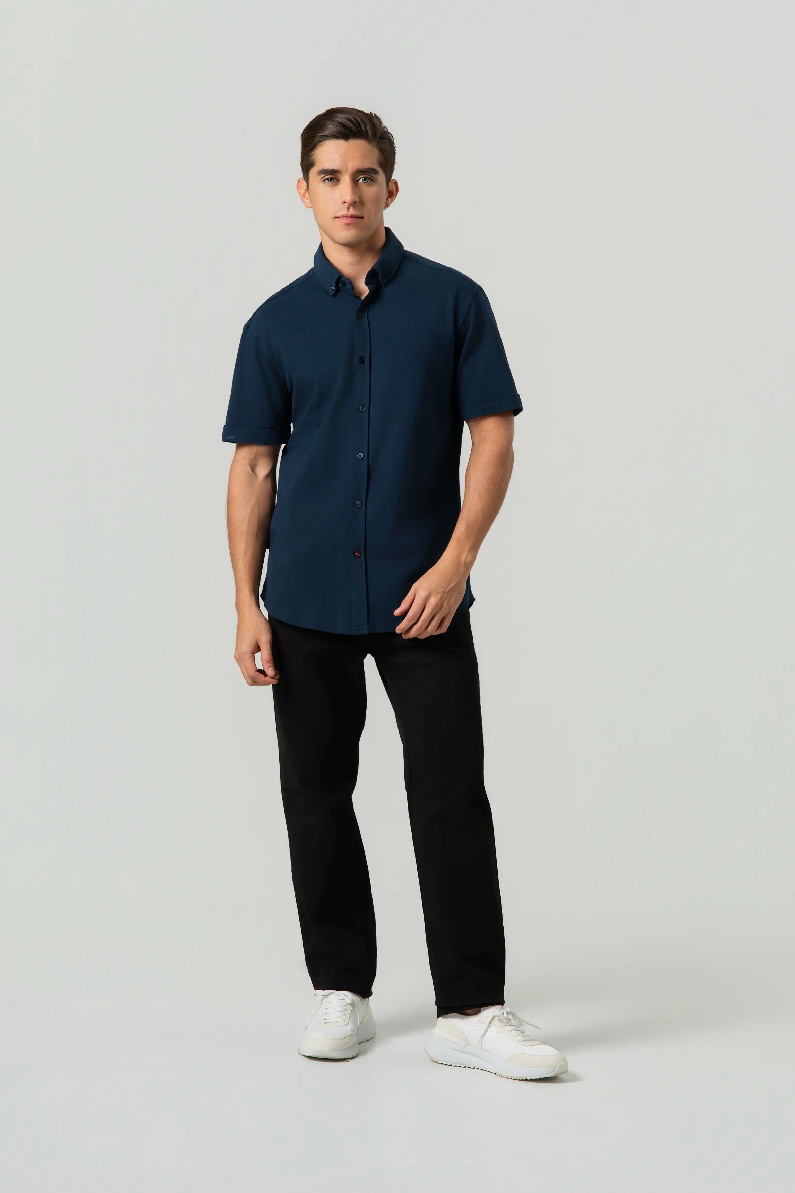 CAMISA MANGA CORTA COLOR AZUL OSCURO