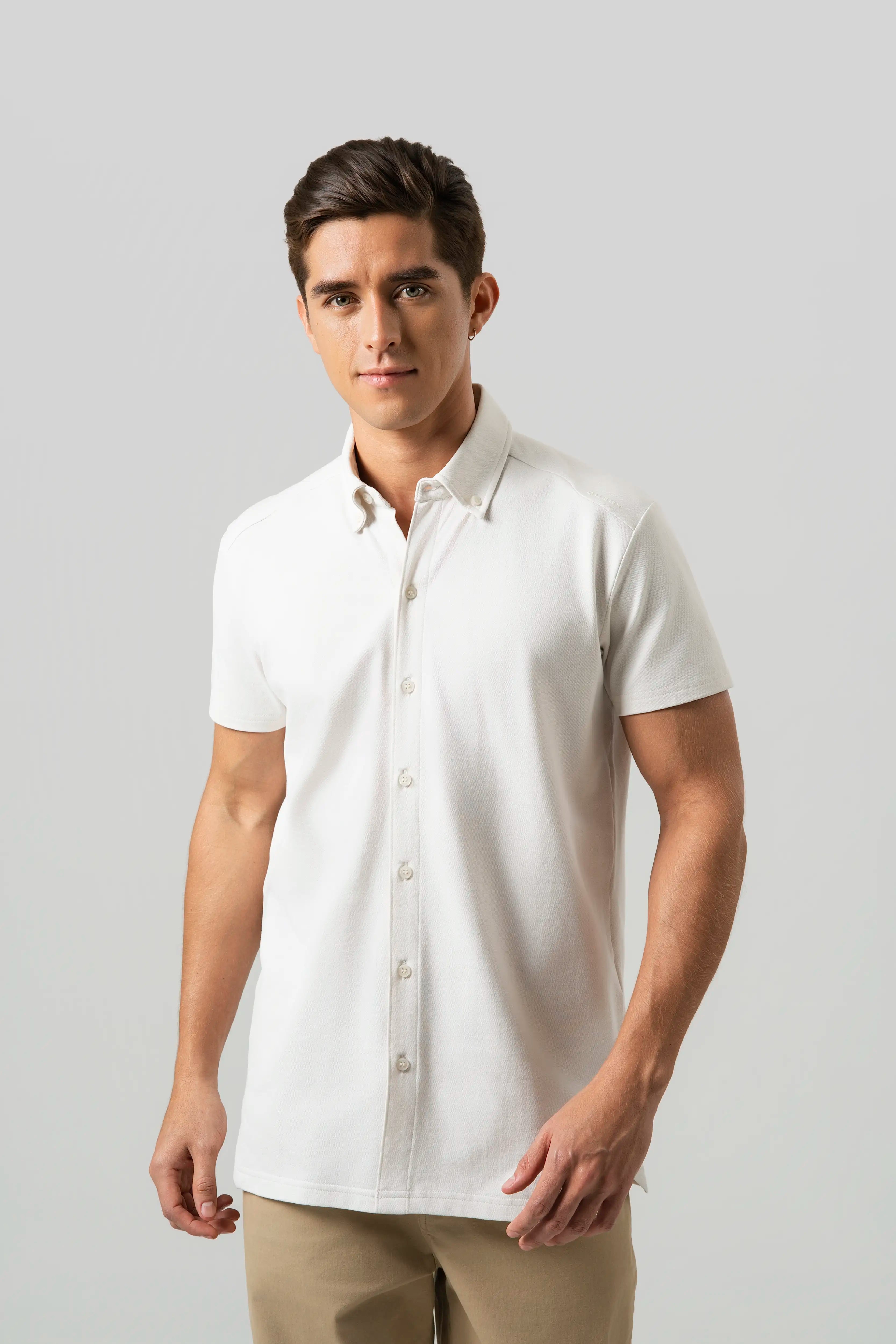 CAMISA MANGA CORTA COLOR IVORY