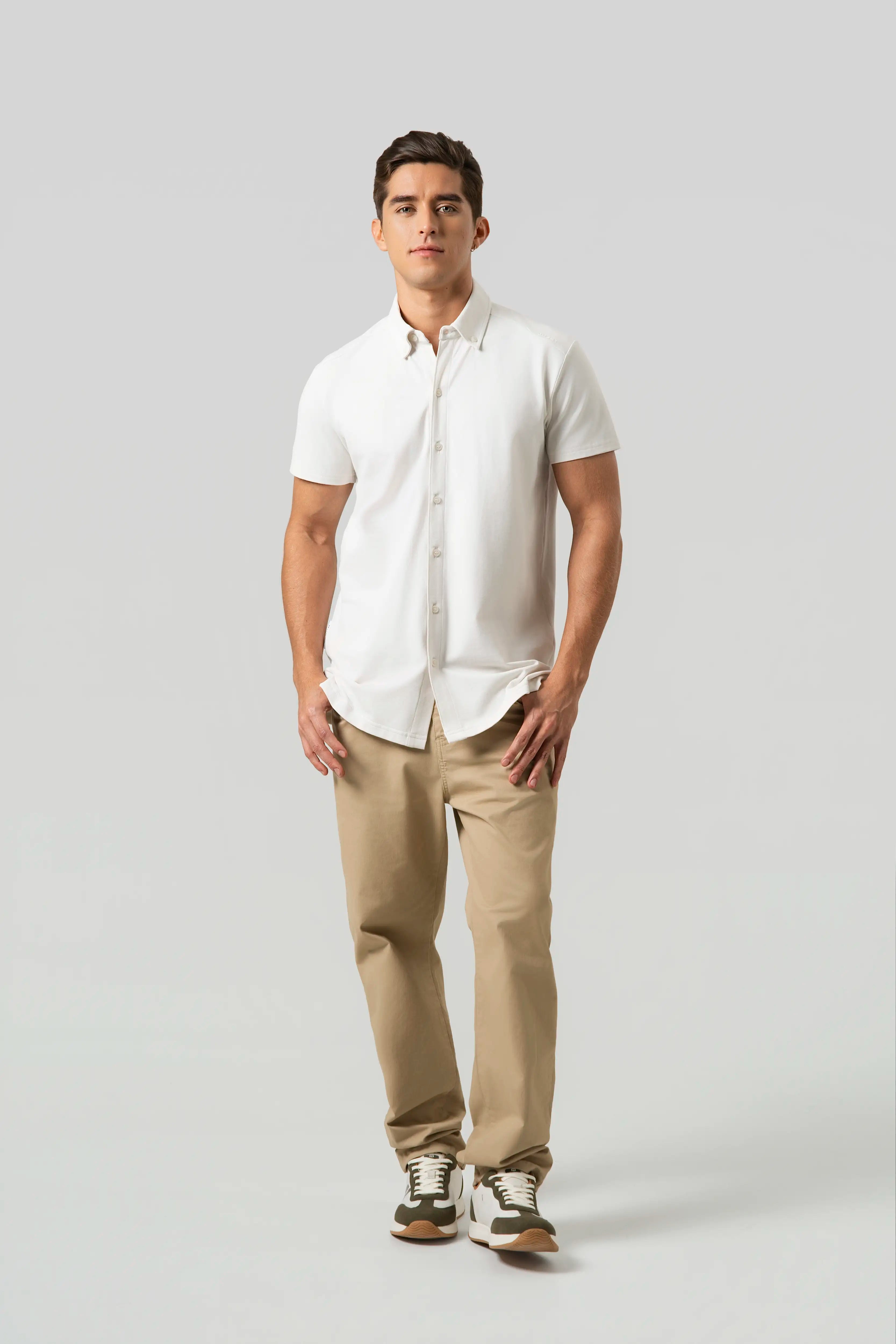 CAMISA MANGA CORTA COLOR IVORY