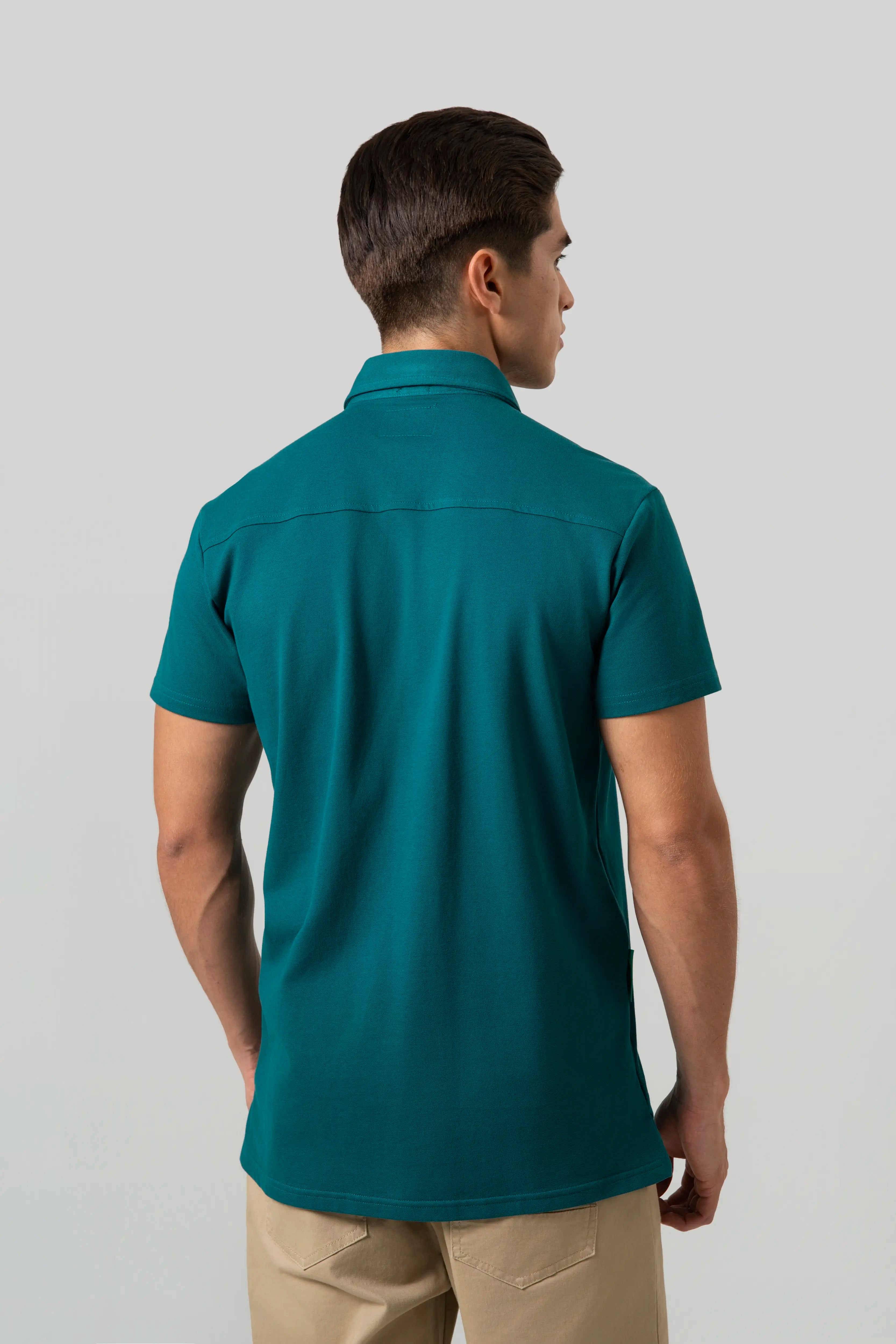 CAMISA MANGA CORTA COLOR VERDE TORMENTA