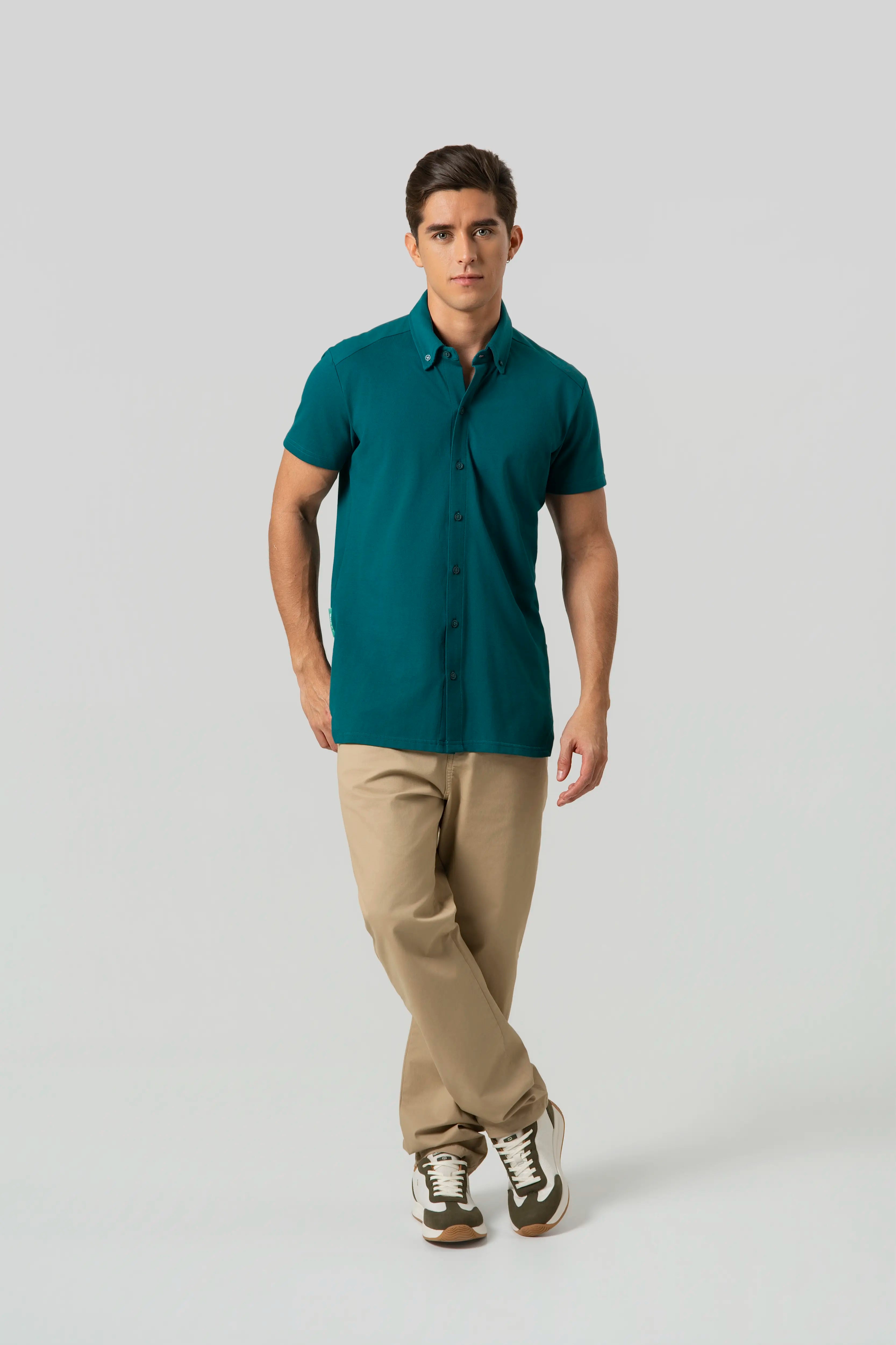 CAMISA MANGA CORTA COLOR VERDE TORMENTA