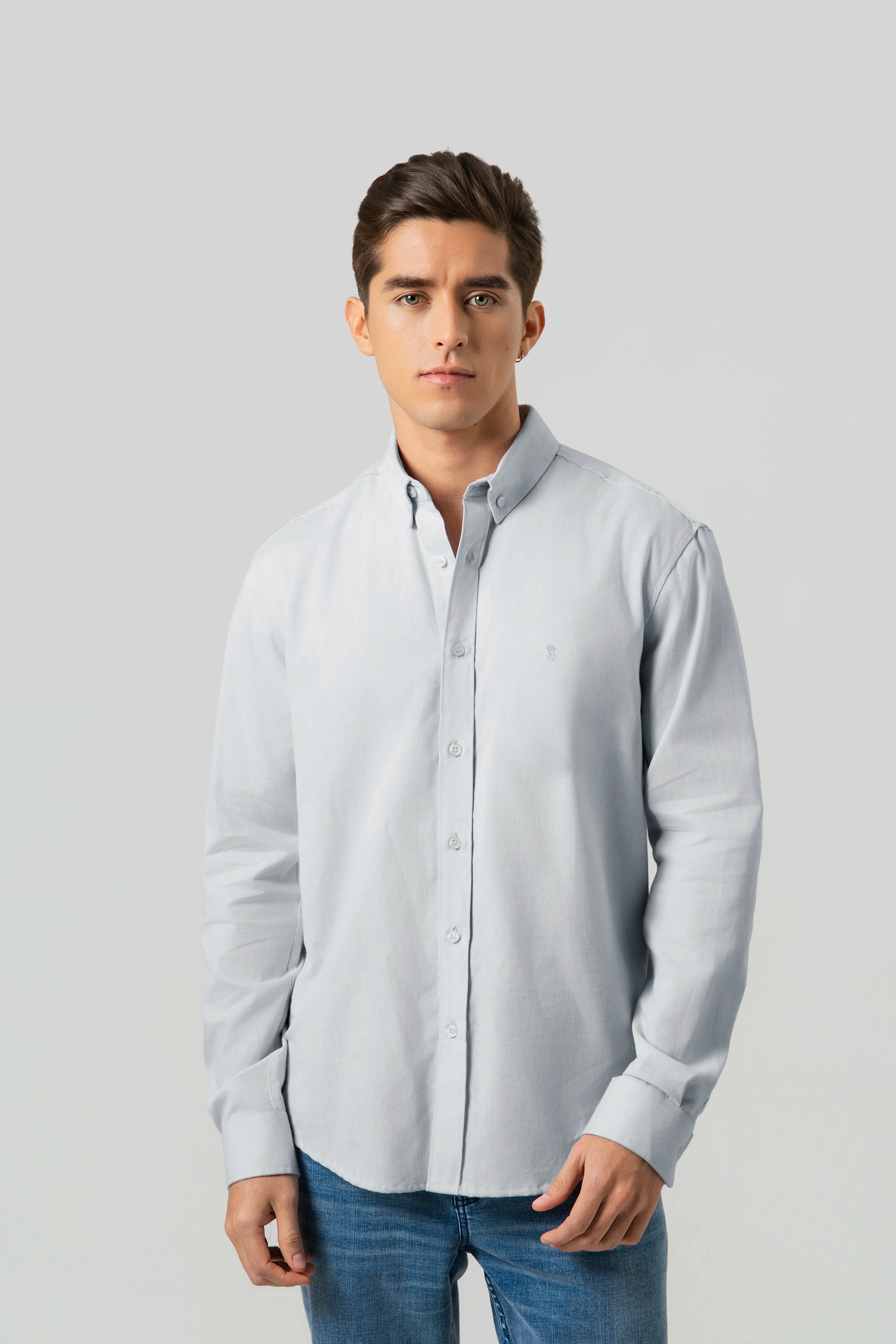 CAMISA MANGA CORTA COLOR AZUL HIELO