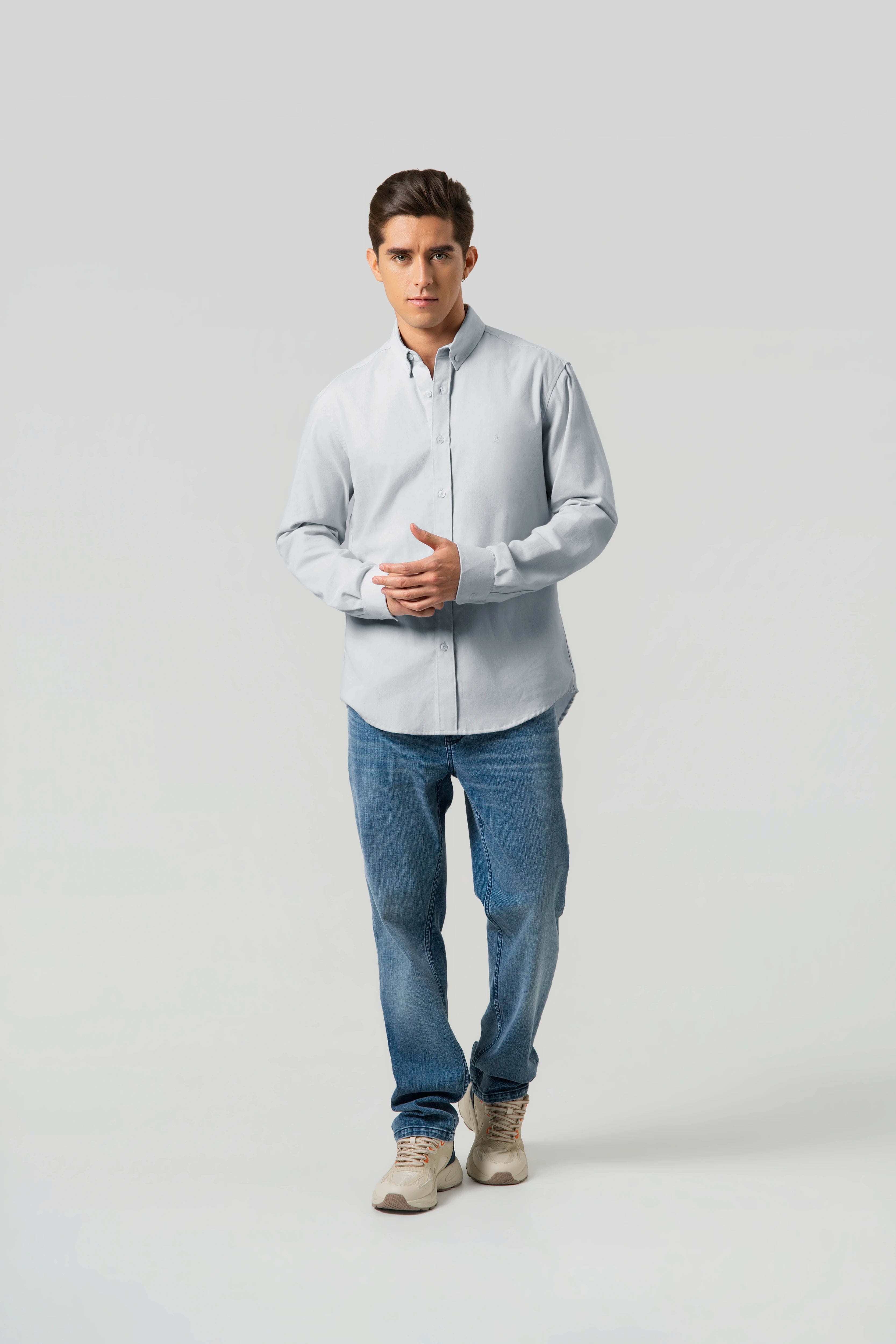 CAMISA MANGA CORTA COLOR AZUL HIELO