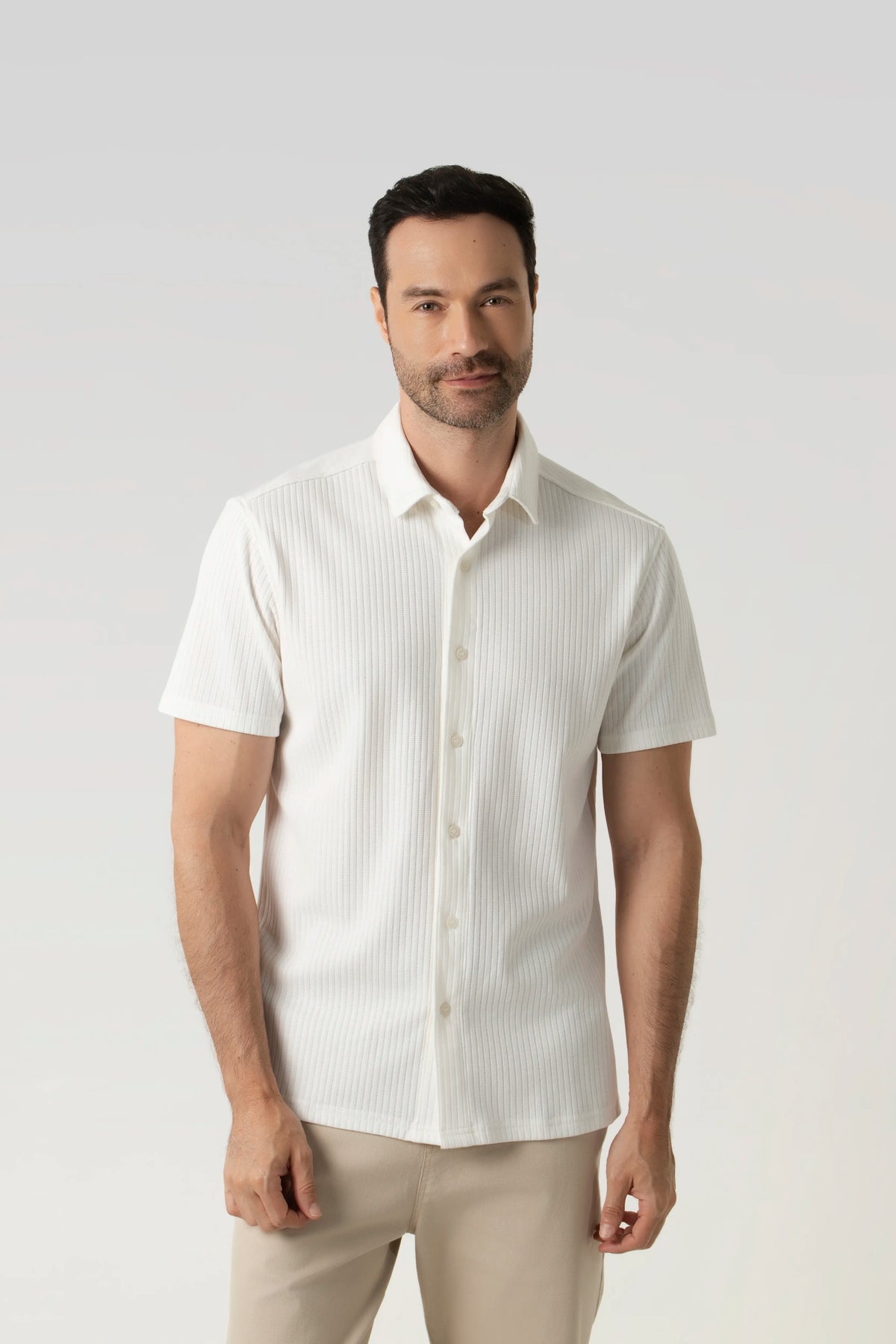CAMISA MANGA CORTA COLOR IVORY