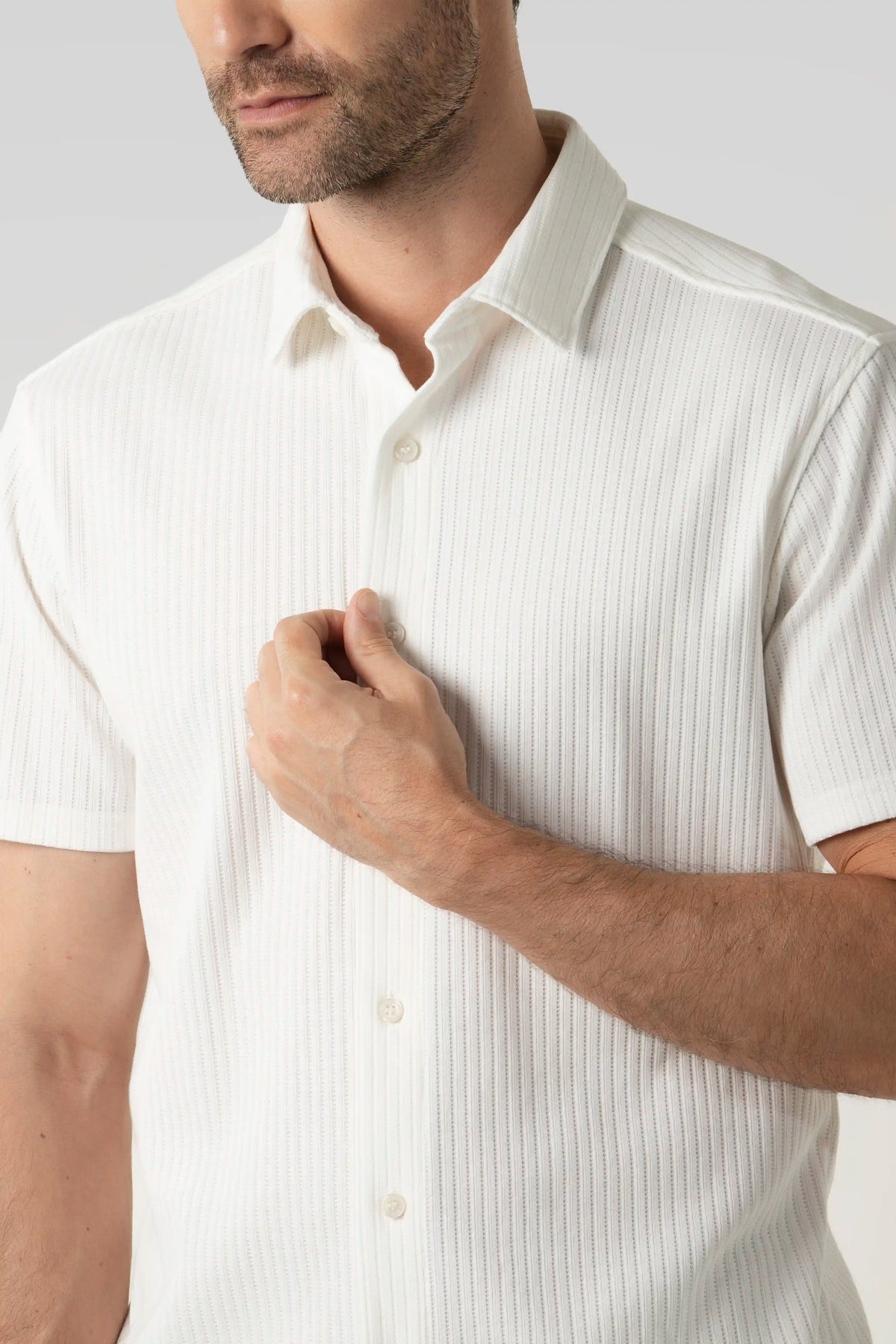 CAMISA MANGA CORTA COLOR IVORY