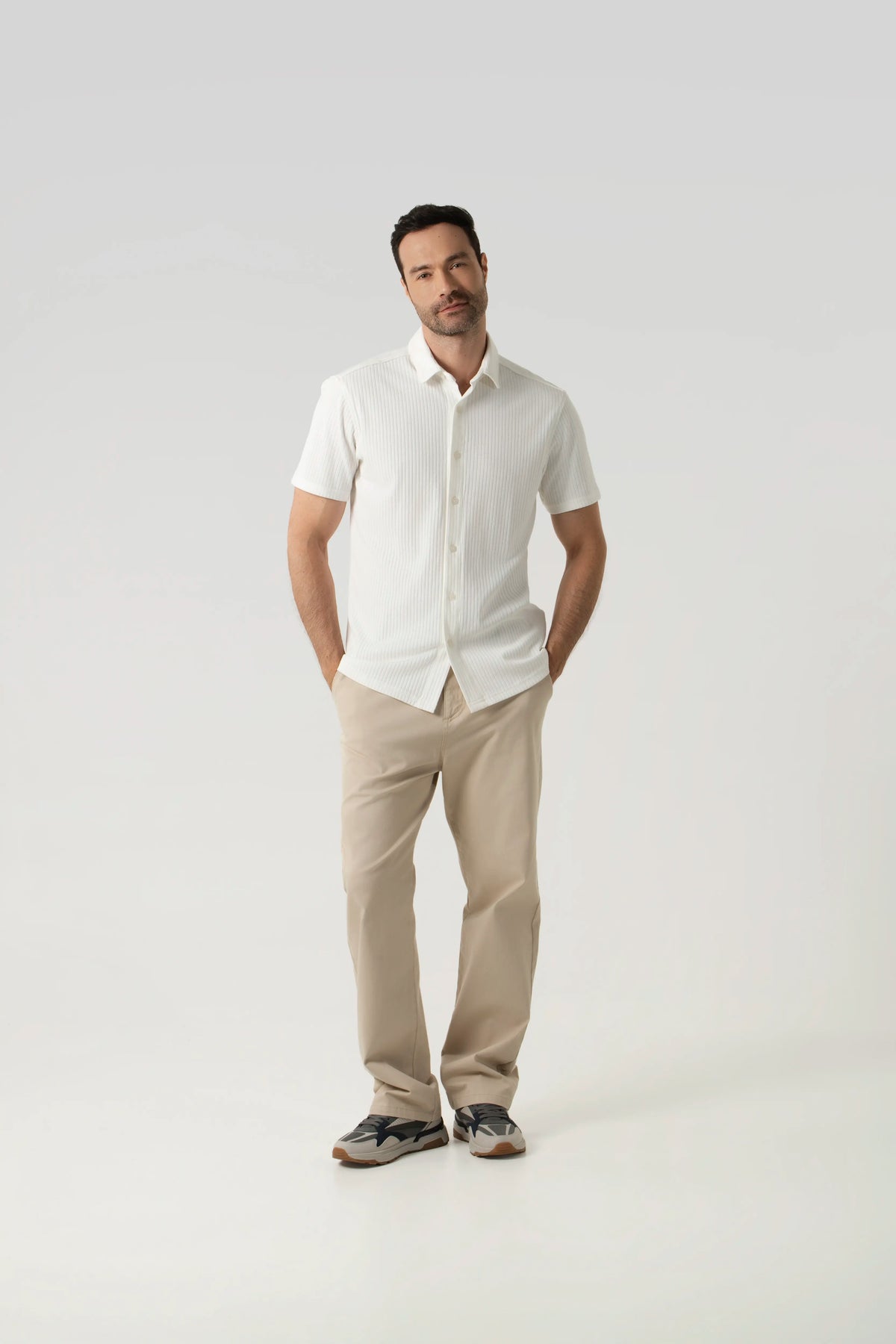 CAMISA MANGA CORTA COLOR IVORY