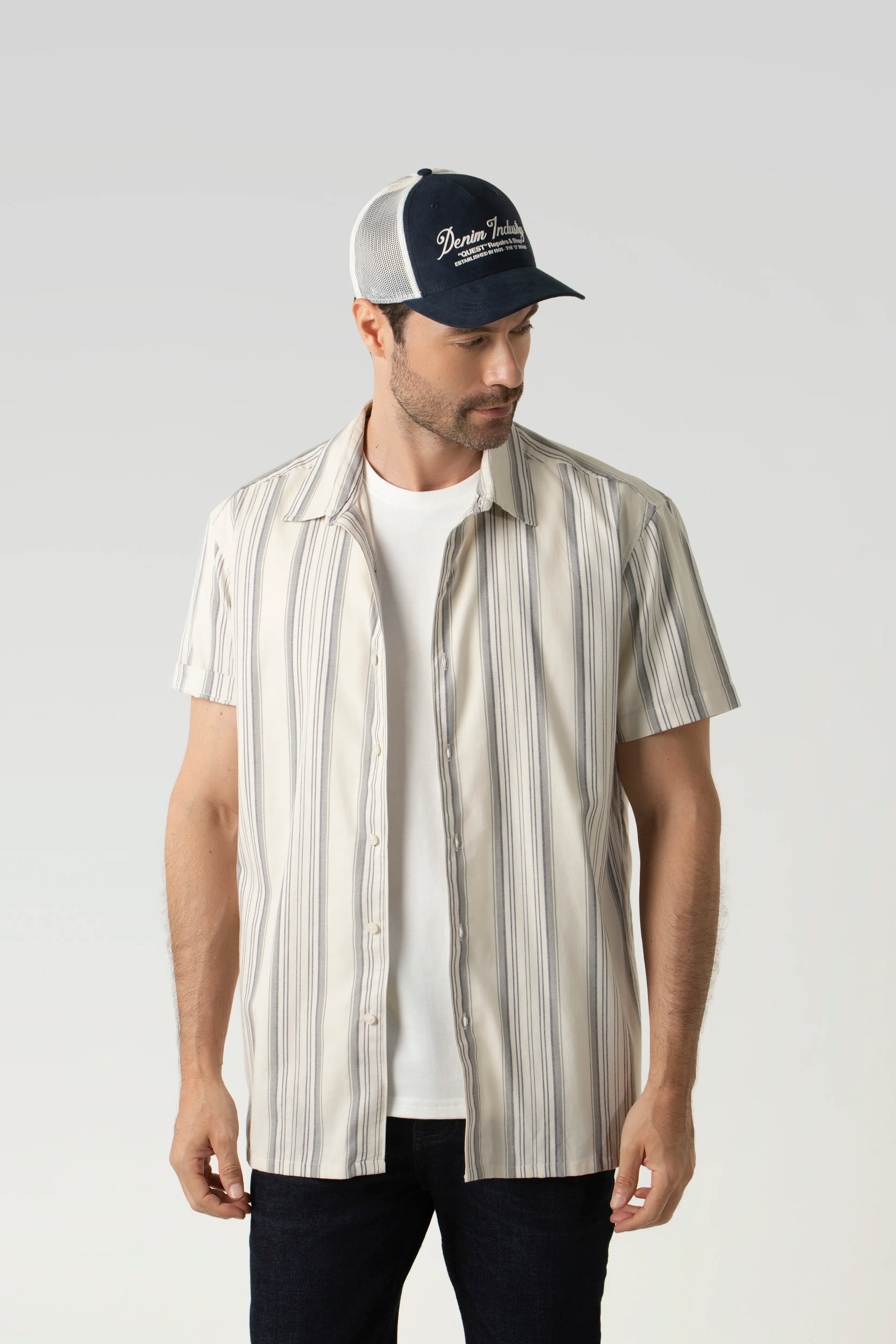 CAMISA MANGA CORTA COLOR BEIGE