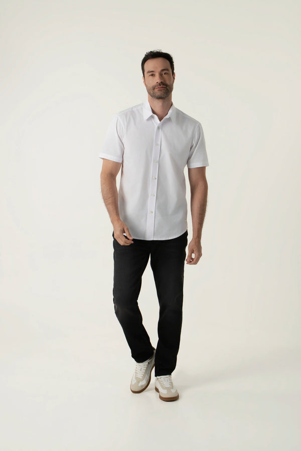 CAMISA MANGA CORTA COLOR BLANCO OPTICO