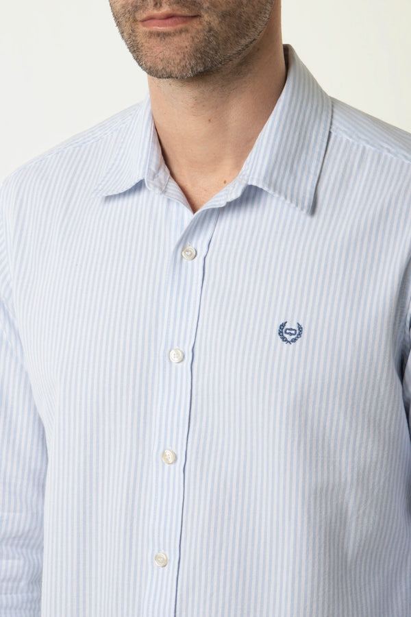 CAMISA MANGA CORTA COLOR BLANCO-AZUL MEDIO
