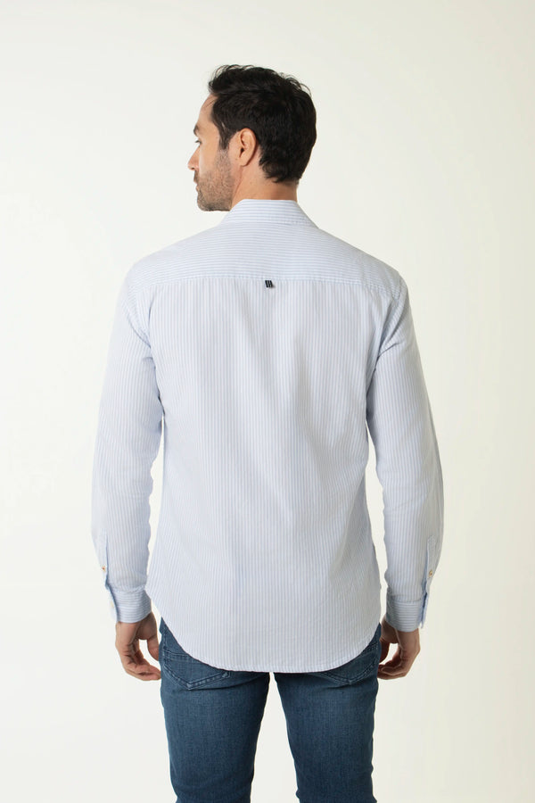 CAMISA MANGA CORTA COLOR BLANCO-AZUL MEDIO