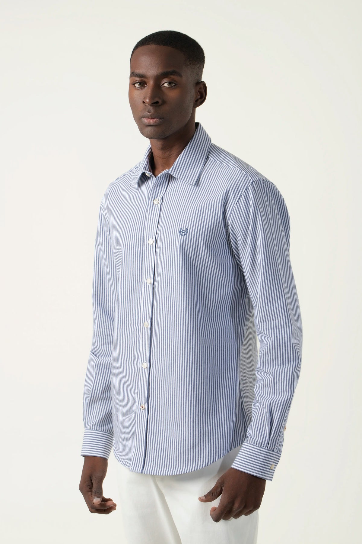 CAMISA MANGA CORTA COLOR BLANCO-AZUL INDIGO