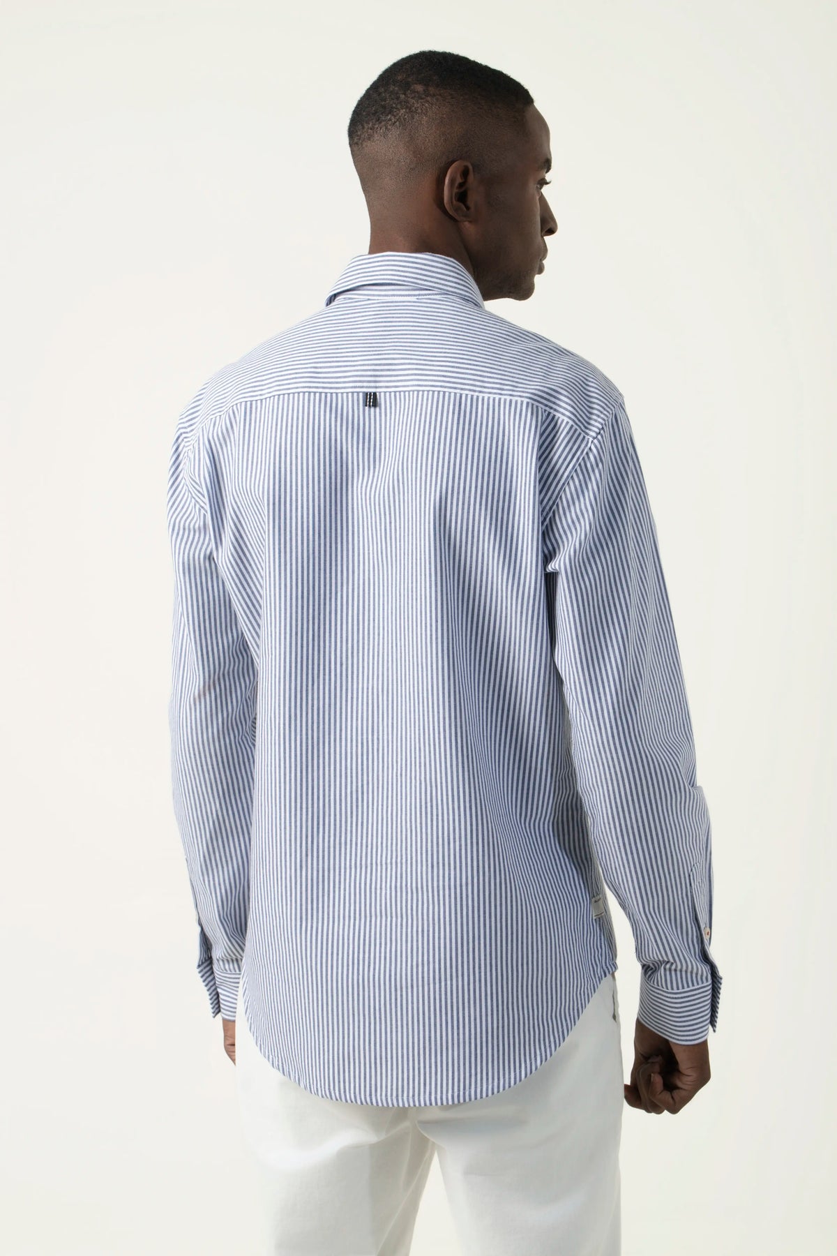 CAMISA MANGA CORTA COLOR BLANCO-AZUL INDIGO