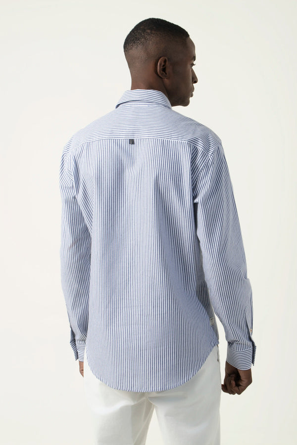 CAMISA MANGA CORTA COLOR BLANCO-AZUL INDIGO
