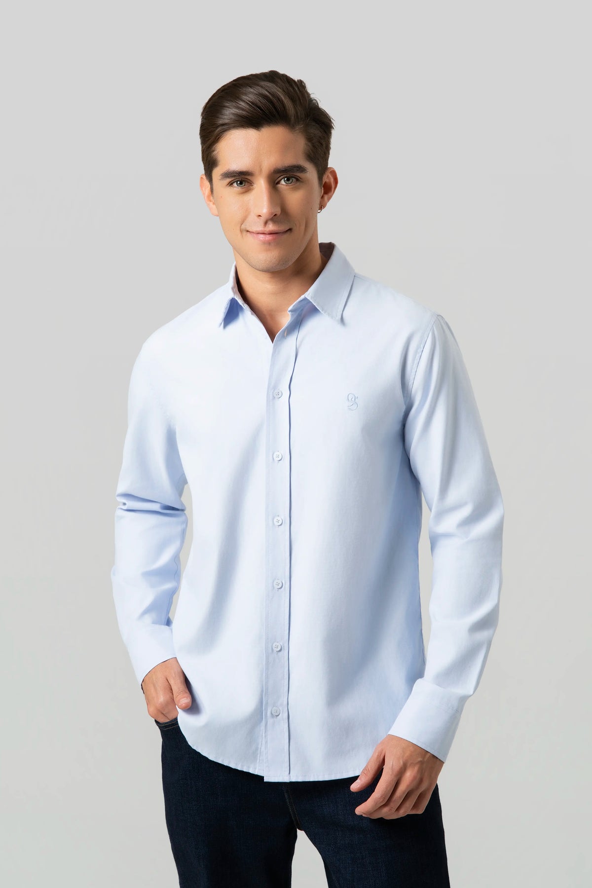 CAMISA MANGA LARGA COLOR AZUL CLARO