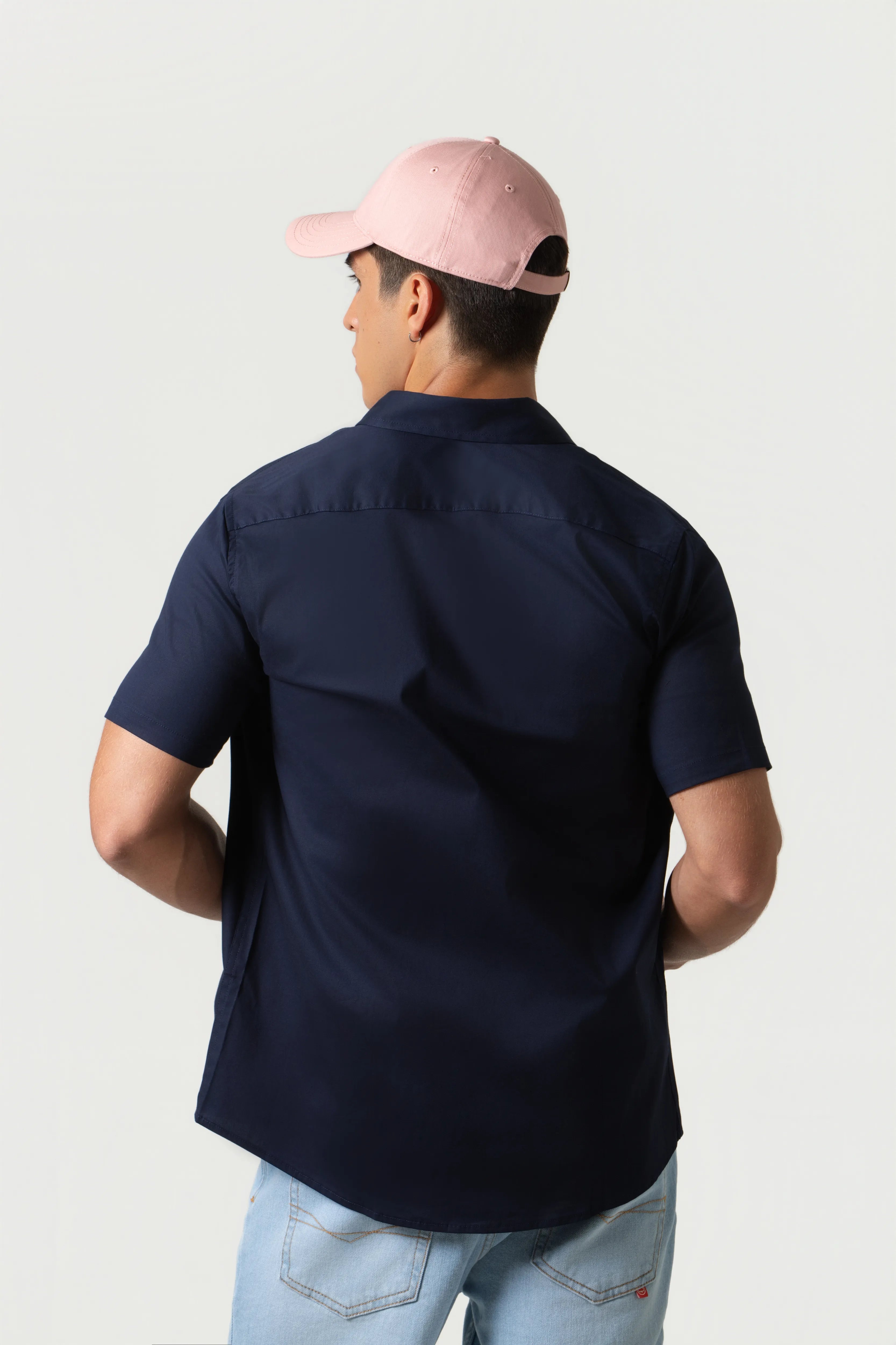 CAMISA SLIM MANGA CORTA COLOR AZUL OSCURO