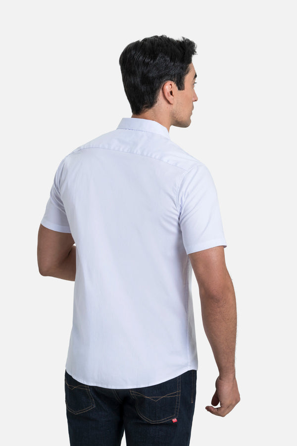 CAMISA SLIM MANGA CORTA COLOR BLANCO OPTICO