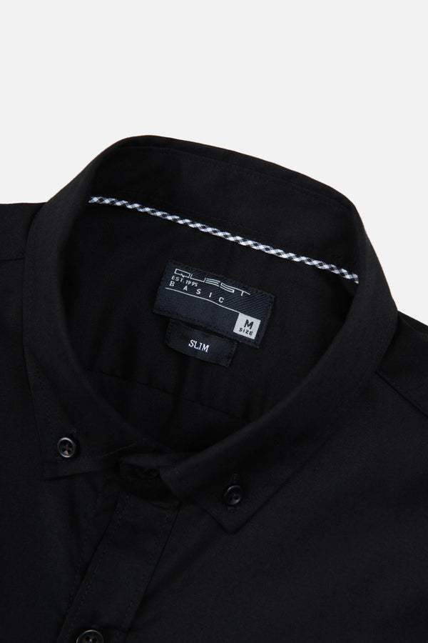 CAMISA SLIM MANGA CORTA COLOR NEGRO