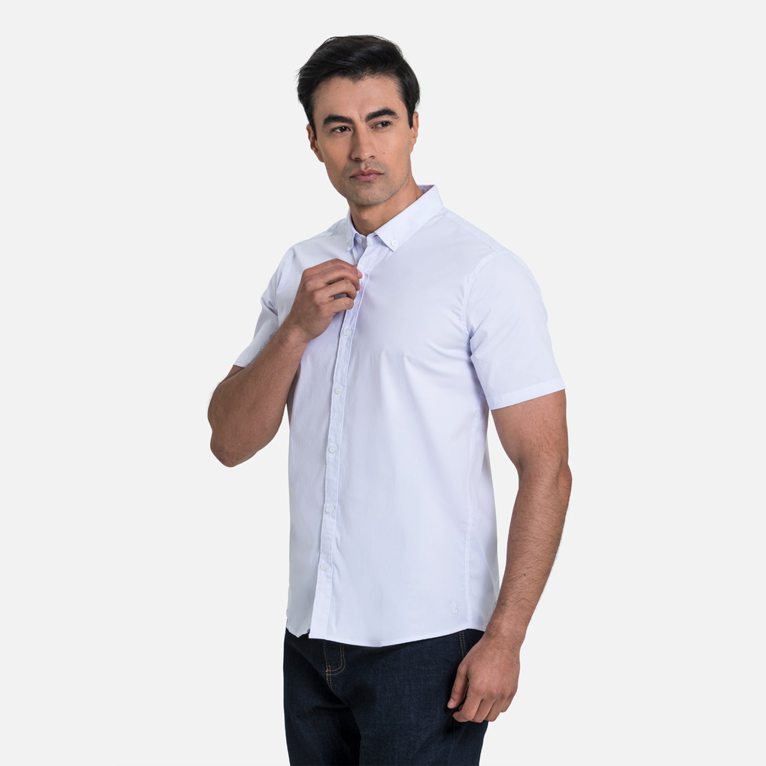 CAMISA SLIM MANGA CORTA COLOR BLANCO OPTICO