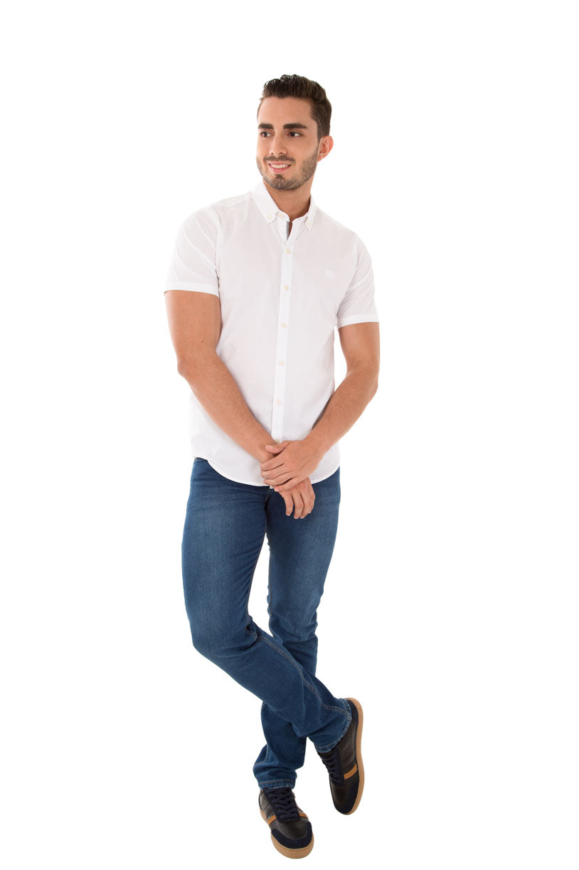CAMISA SLIM MANGA CORTA COLOR BLANCO OPTICO