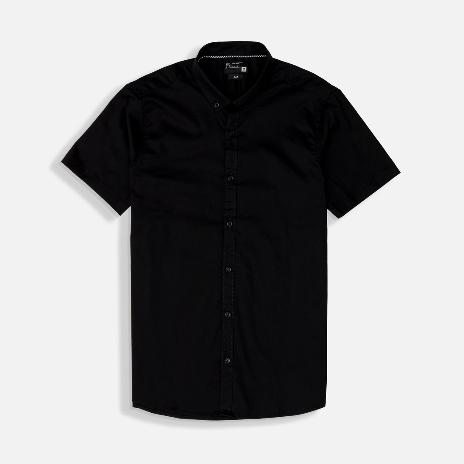 CAMISA SLIM MANGA CORTA COLOR NEGRO