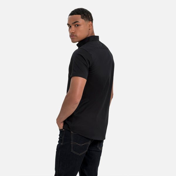 CAMISA SLIM MANGA CORTA COLOR NEGRO