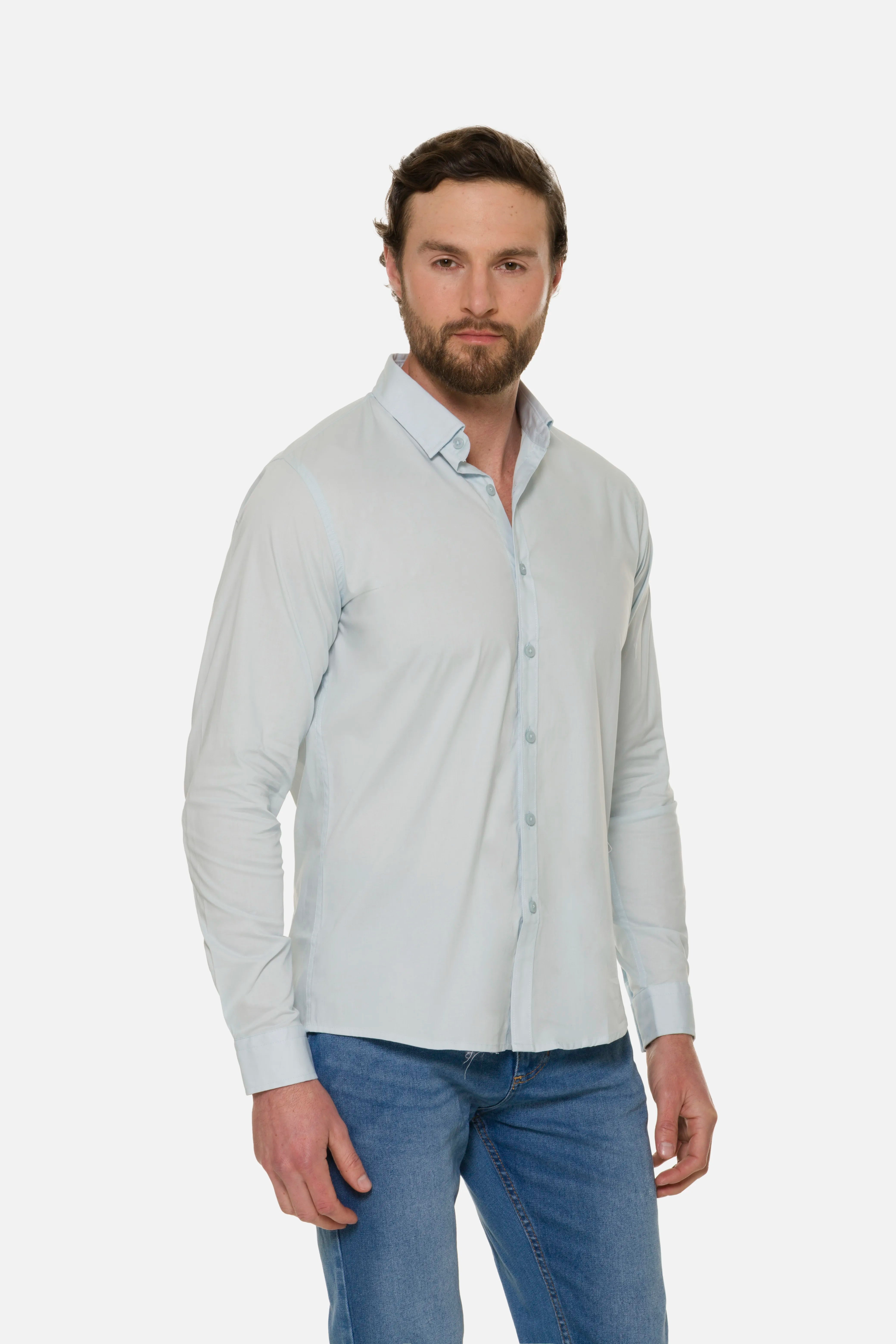 CAMISA SLIM MANGA LARGA COLOR AZUL CLARO