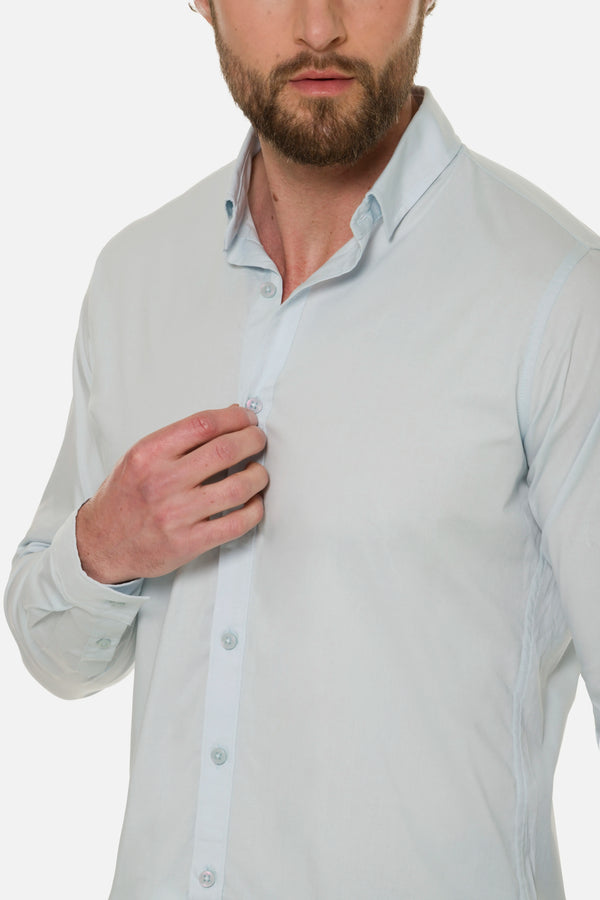 CAMISA SLIM MANGA LARGA COLOR AZUL CLARO