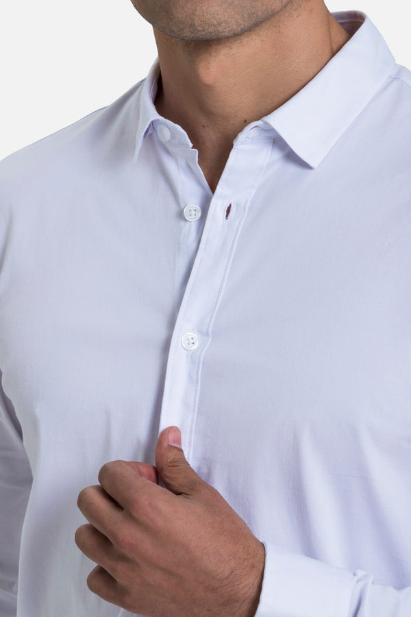 CAMISA SLIM MANGA LARGA COLOR BLANCO OPTICO