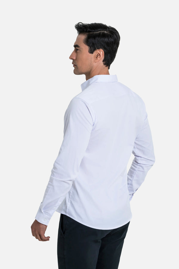 CAMISA SLIM MANGA LARGA COLOR BLANCO OPTICO