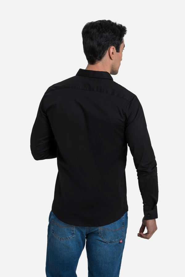 CAMISA SLIM MANGA LARGA COLOR NEGRO
