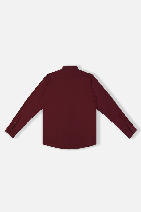 CAMISA SLIM MANGA LARGA COLOR VINOTINTO