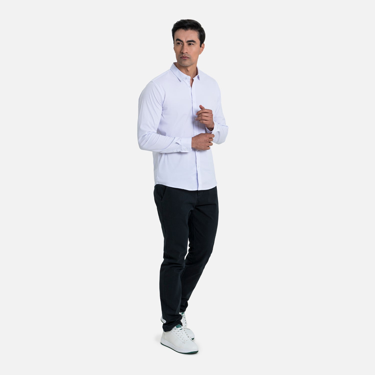 CAMISA SLIM MANGA LARGA COLOR BLANCO OPTICO
