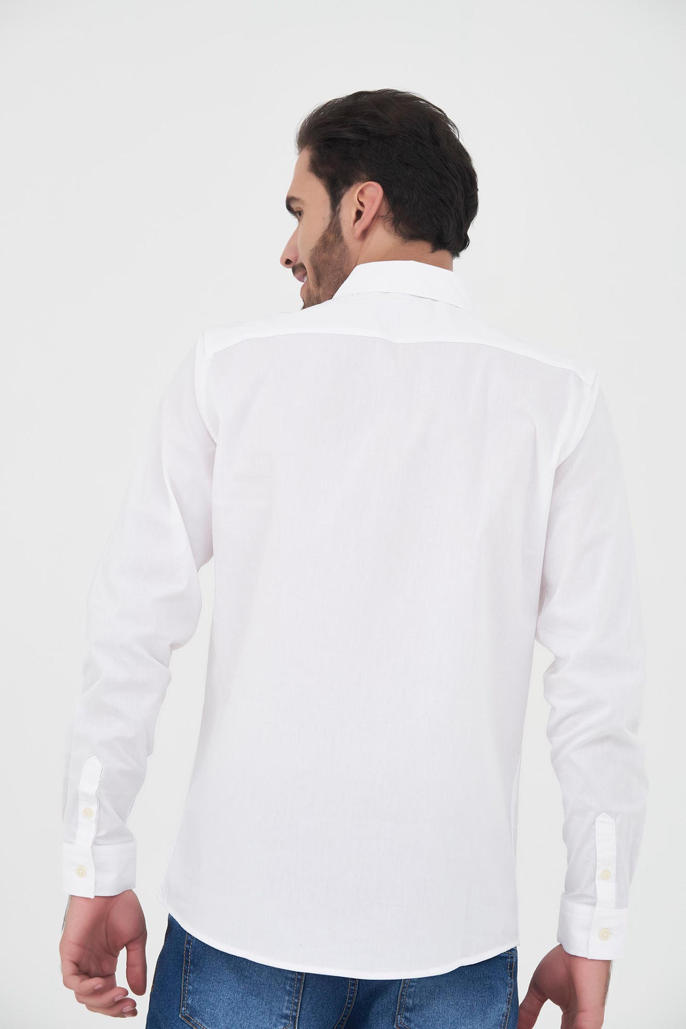 CAMISA SLIM MANGA LARGA COLOR BLANCO OPTICO