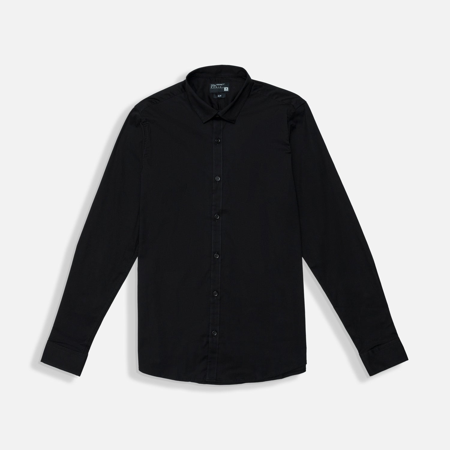 CAMISA SLIM MANGA LARGA COLOR NEGRO
