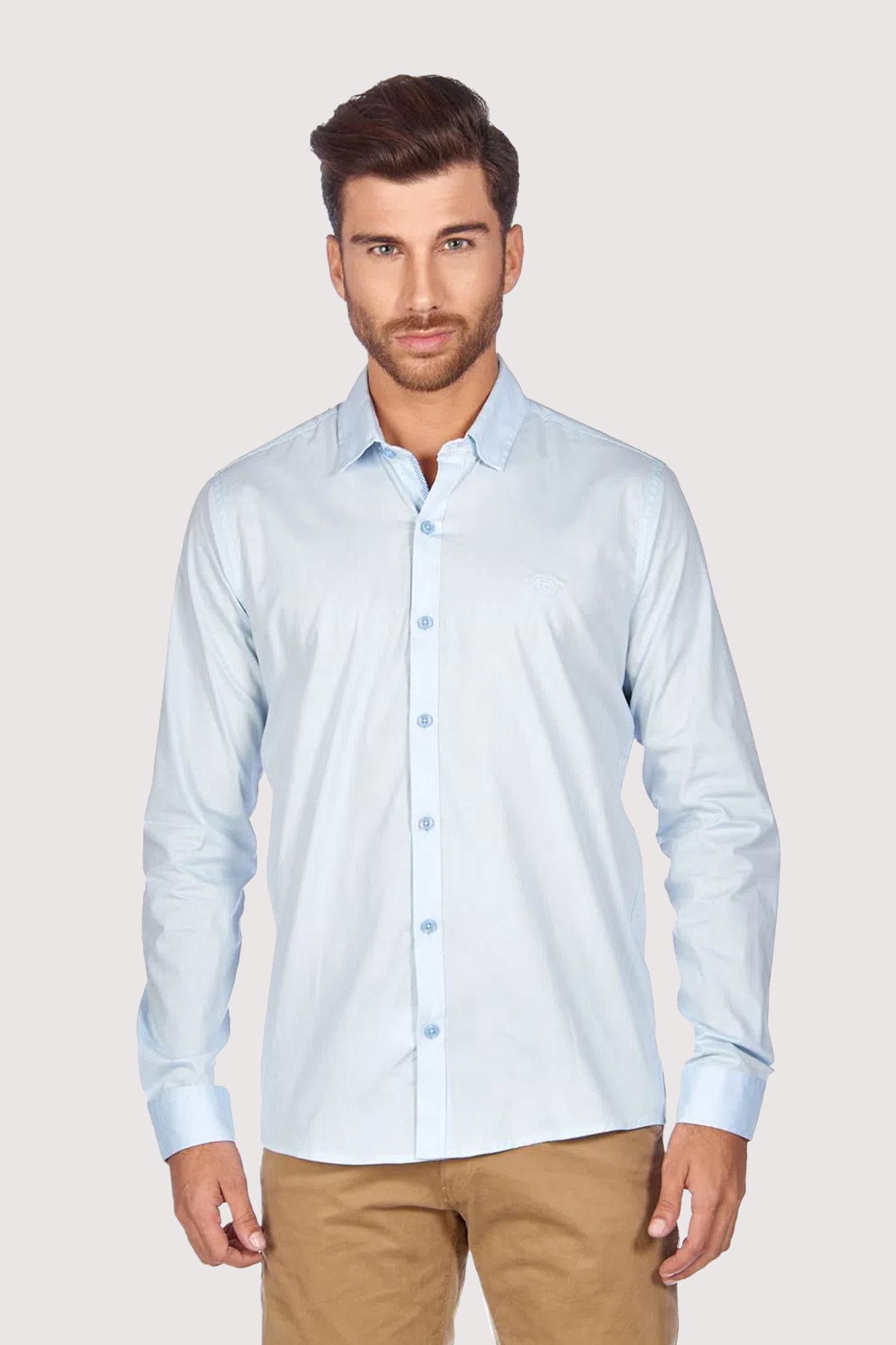 CAMISA SLIM MANGA LARGA COLOR AZUL CLARO