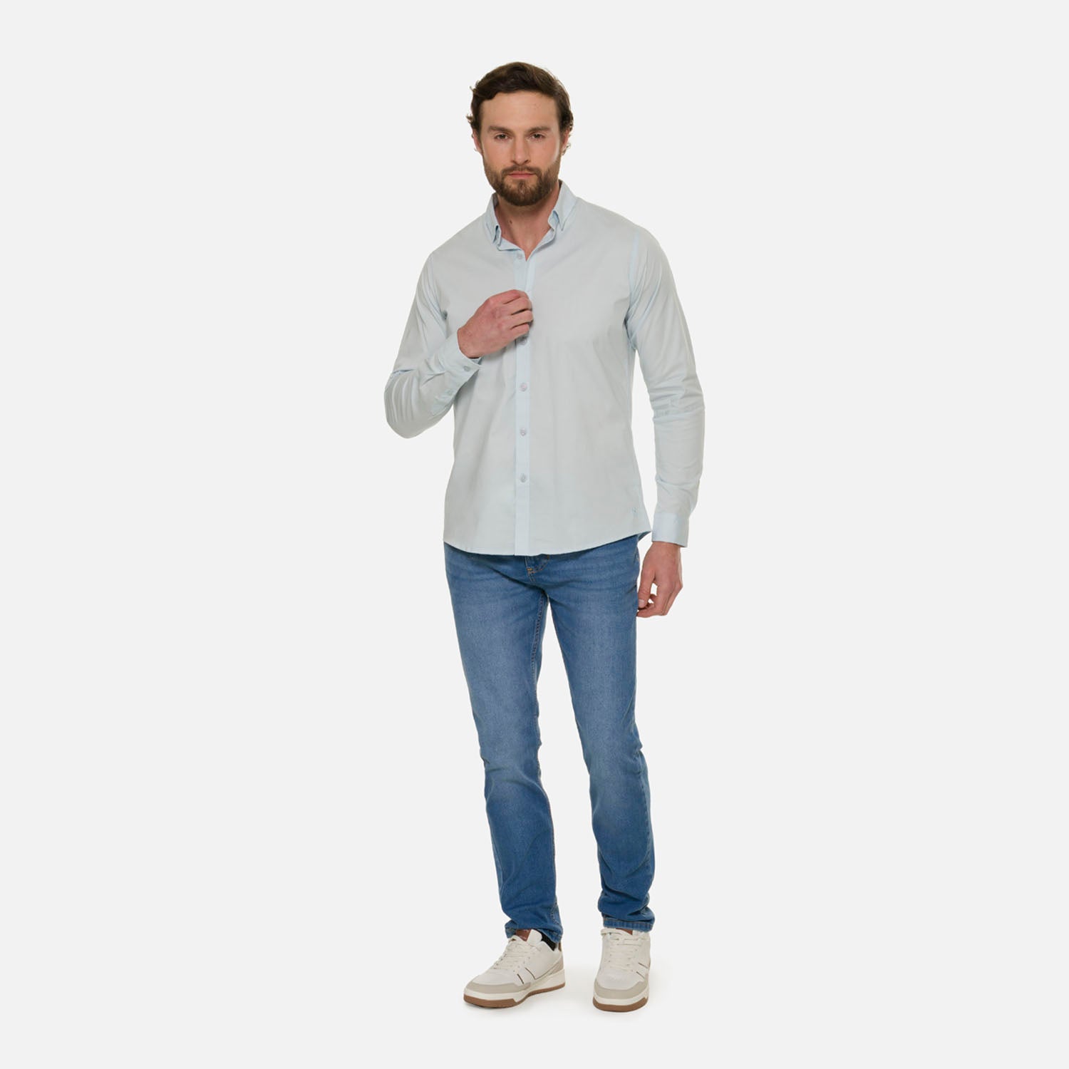 CAMISA SLIM MANGA LARGA COLOR AZUL CLARO