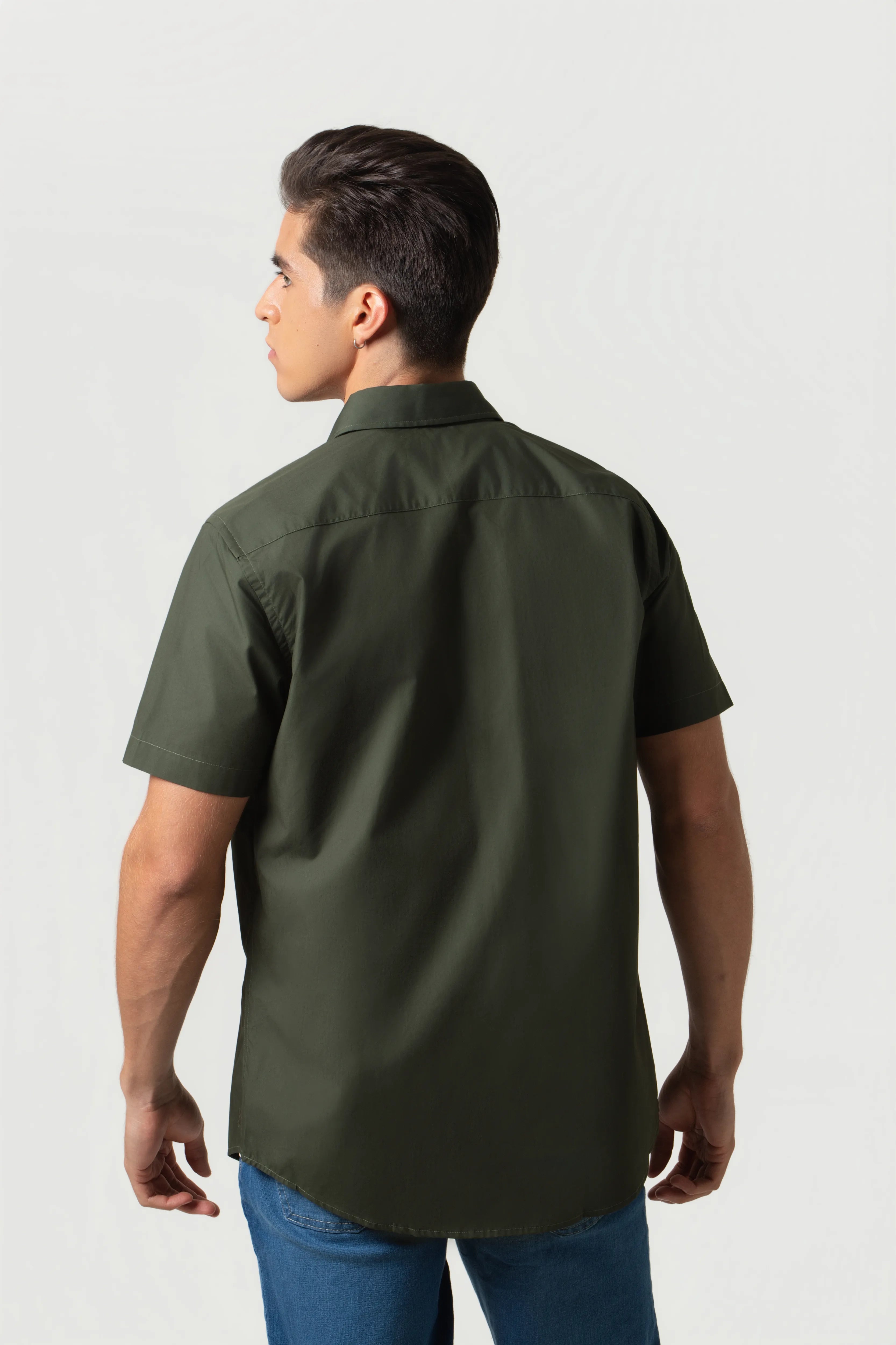 CAMISA MANGA CORTA COLOR VERDE MILITAR
