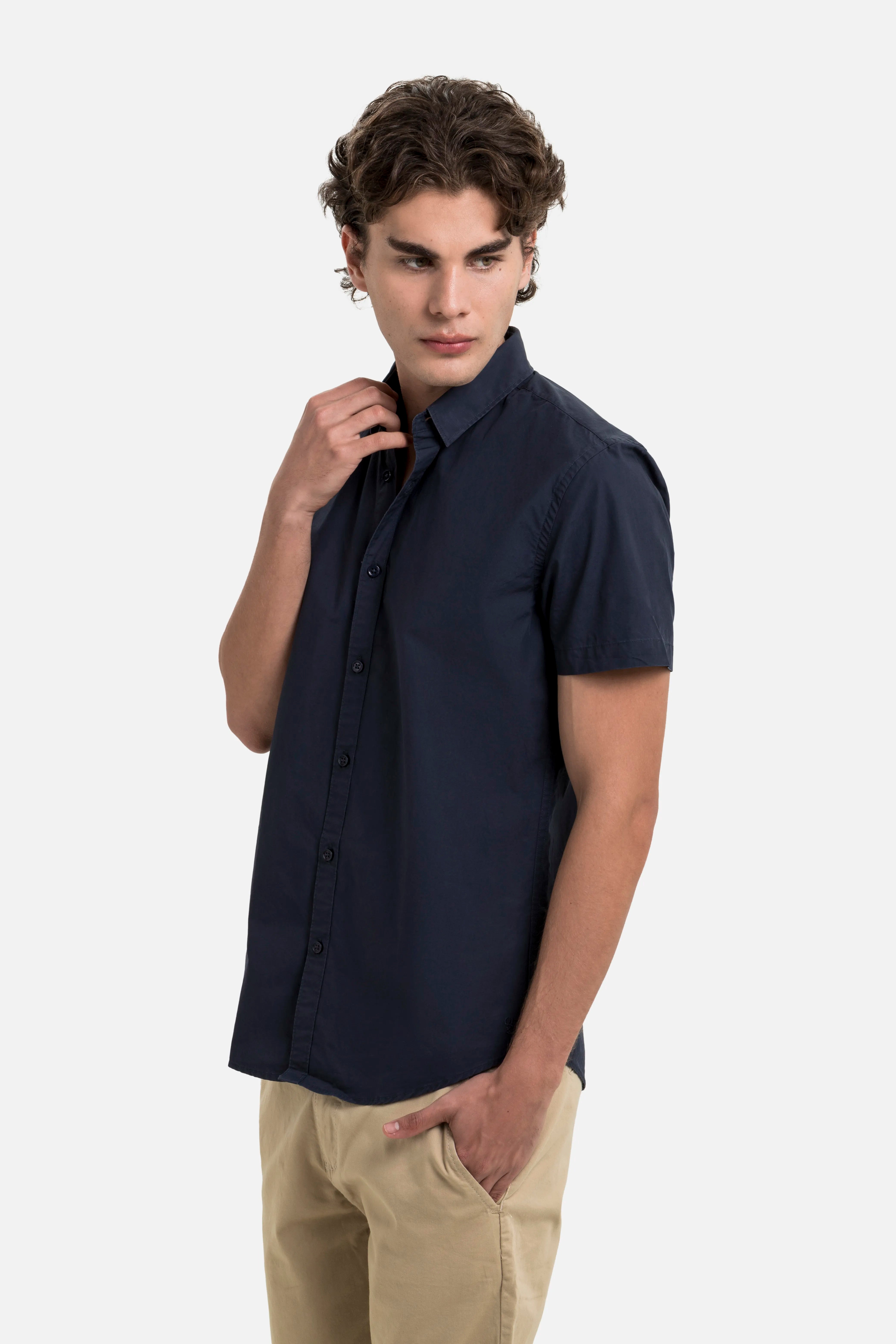 CAMISA MANGA CORTA COLOR AZUL NOCHE