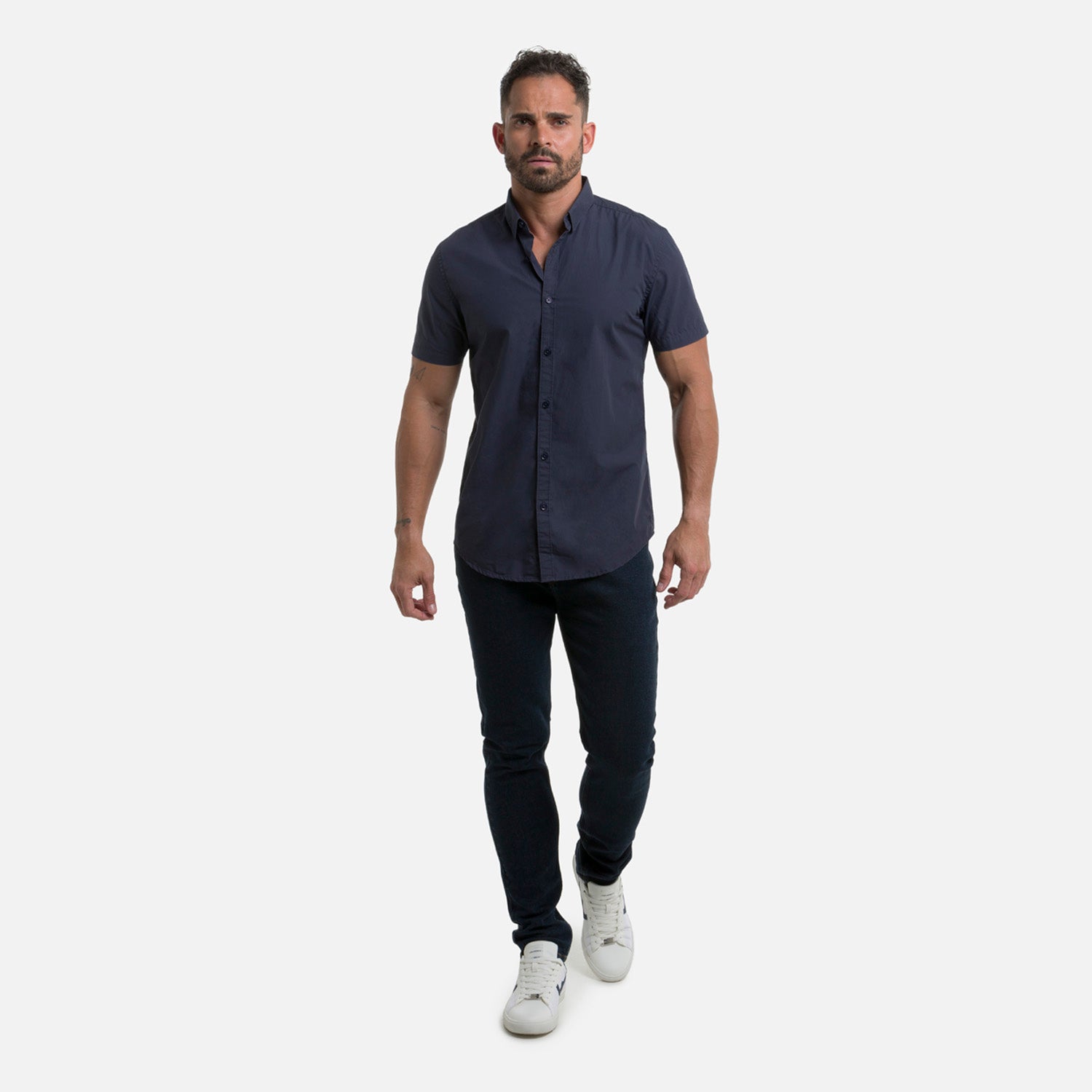 CAMISA MANGA CORTA COLOR AZUL NOCHE