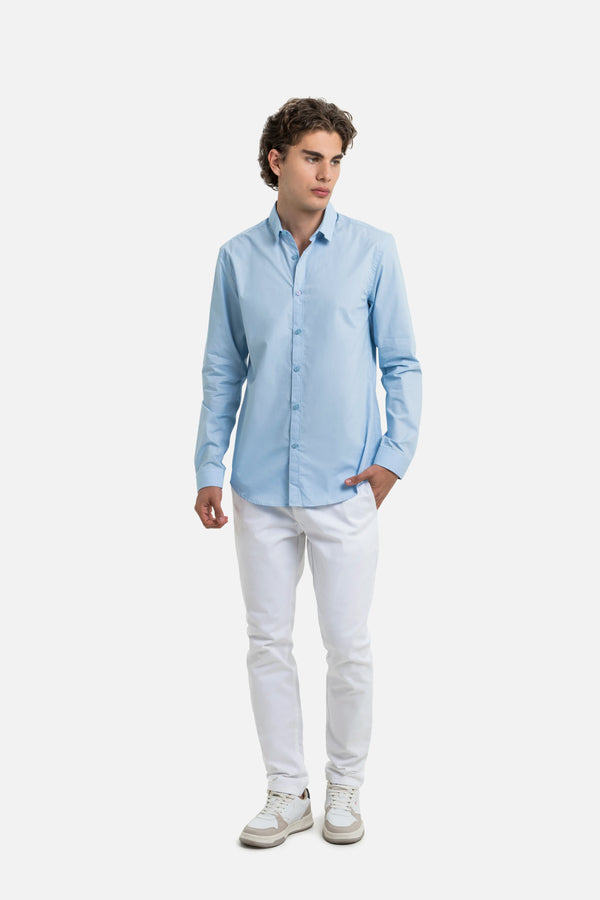 CAMISA MANGA LARGA COLOR AZUL CLARO